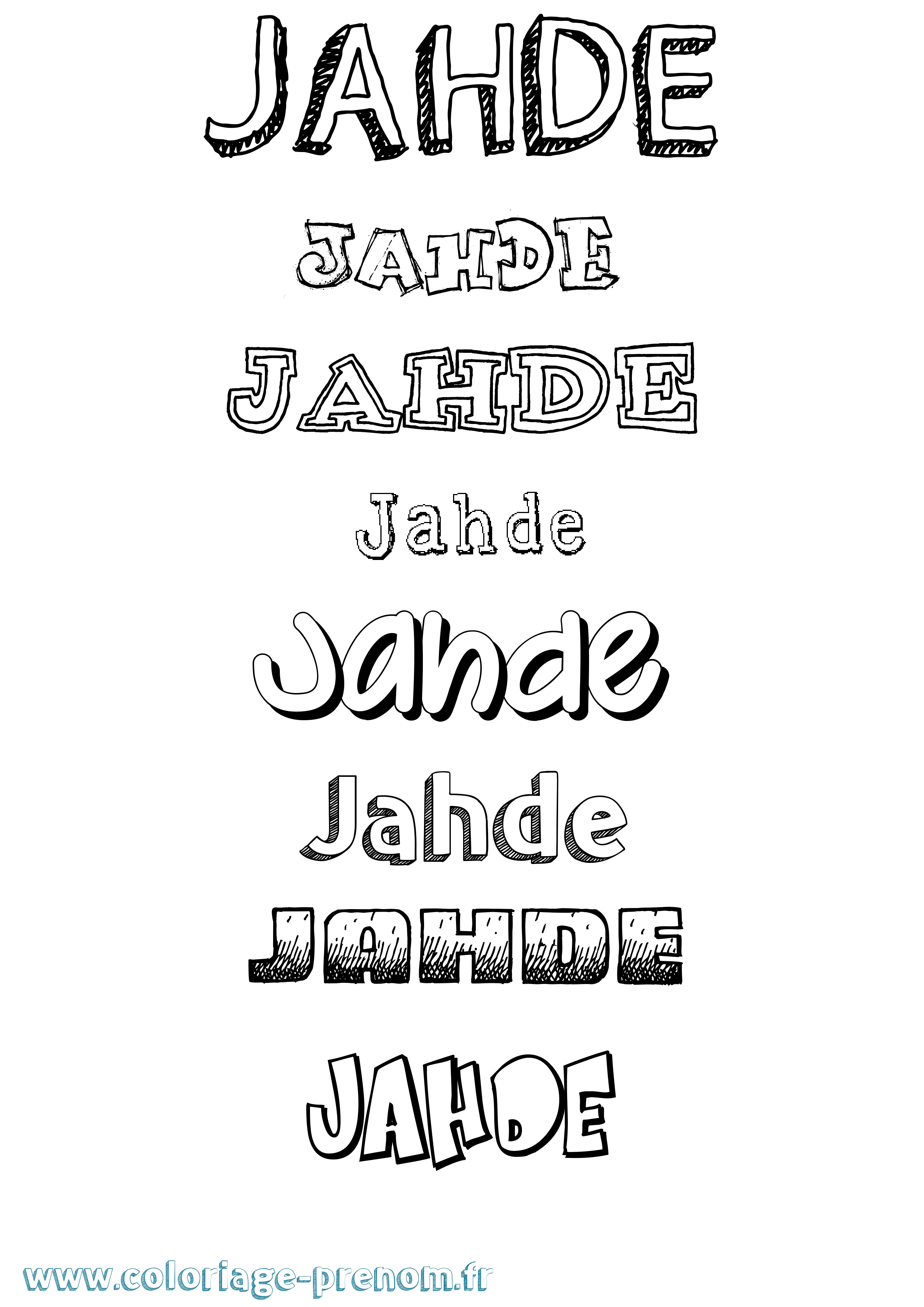 Coloriage prénom Jahde Dessiné