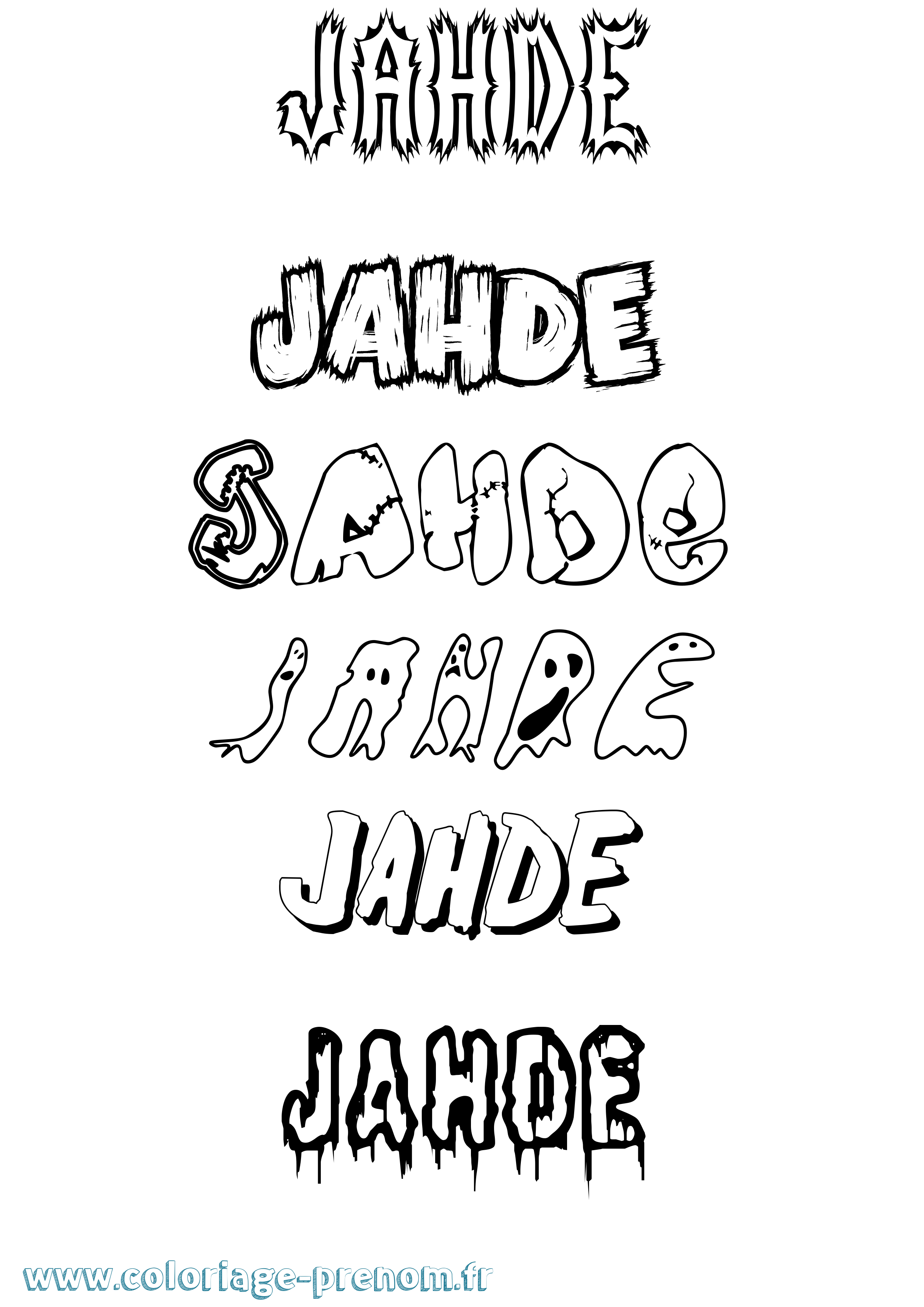 Coloriage prénom Jahde Frisson