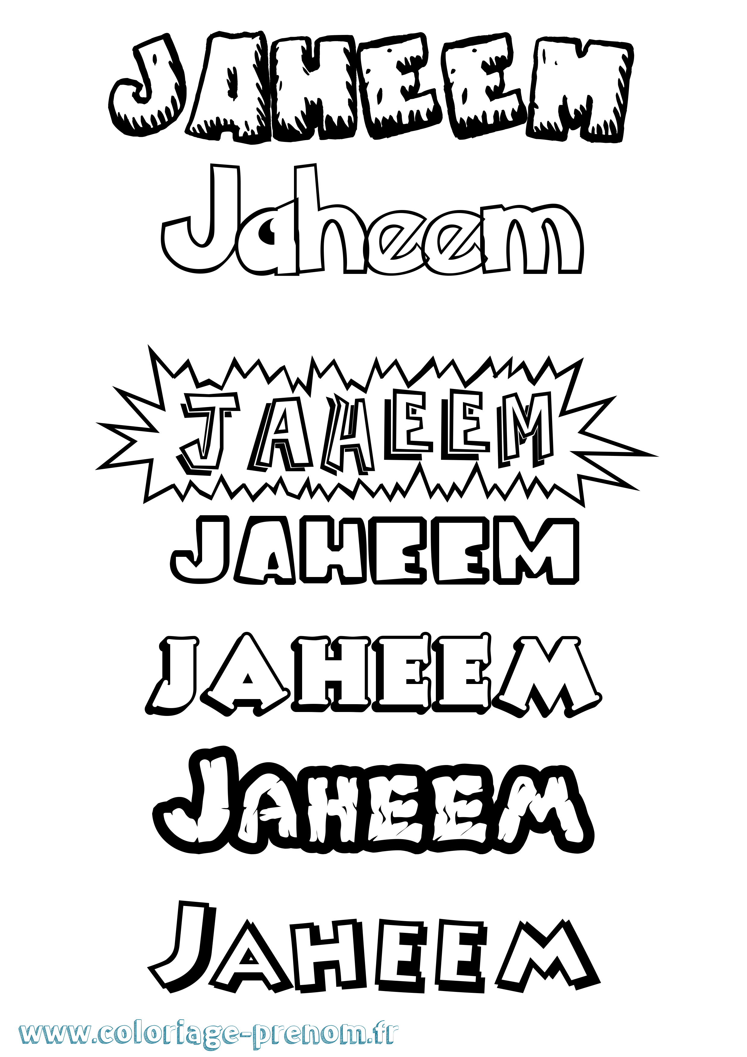 Coloriage prénom Jaheem Dessin Animé