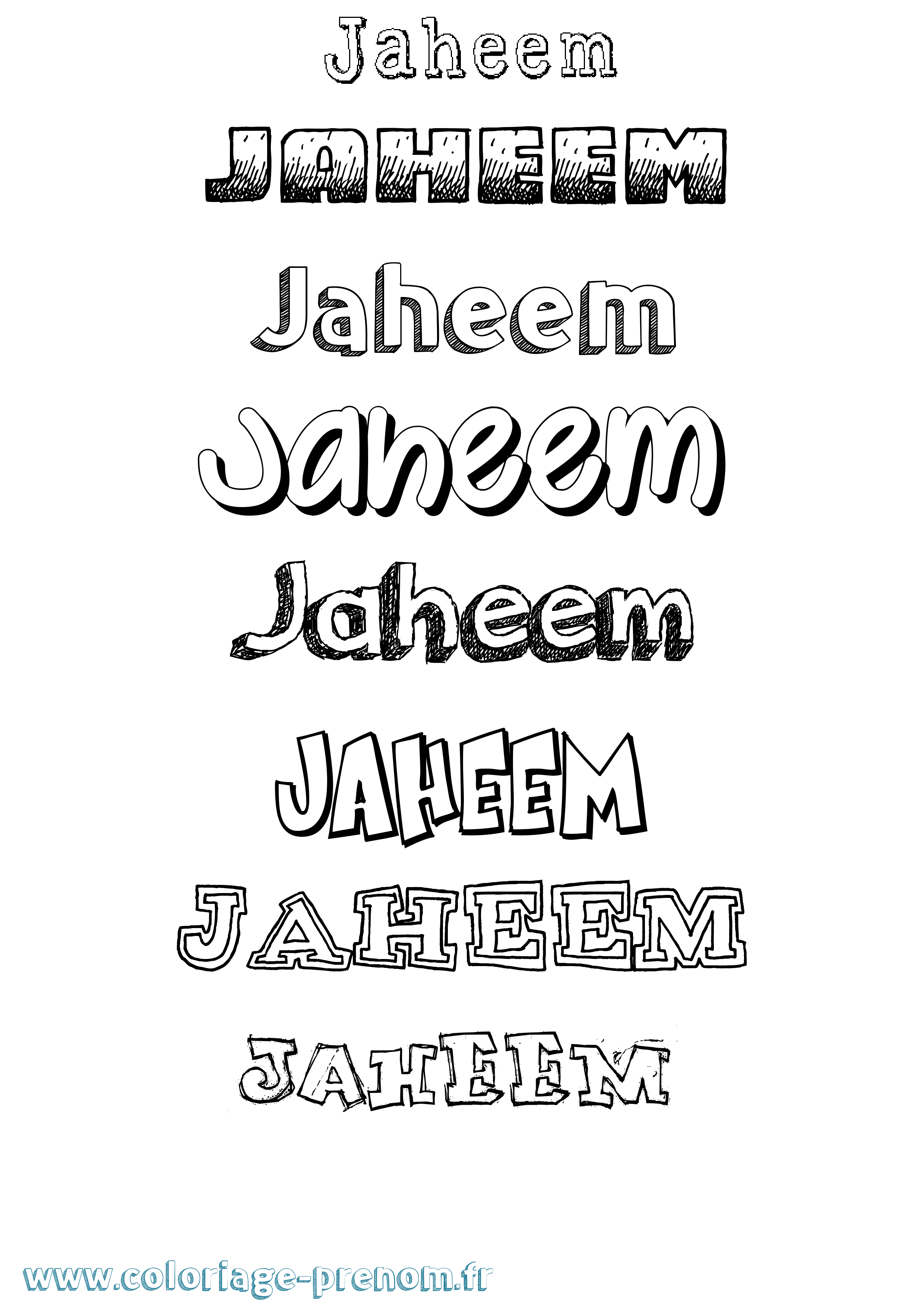 Coloriage prénom Jaheem Dessiné