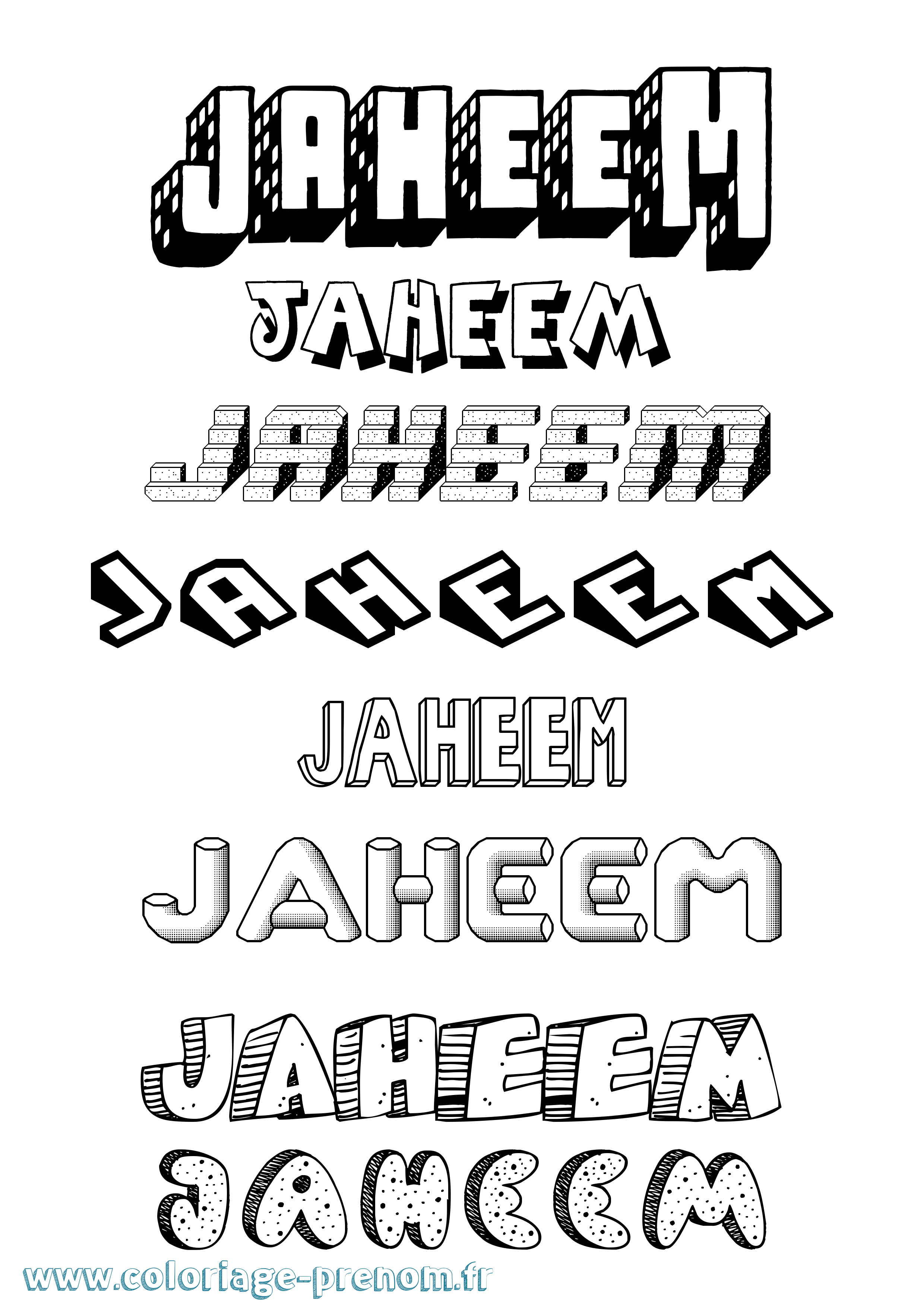Coloriage prénom Jaheem Effet 3D