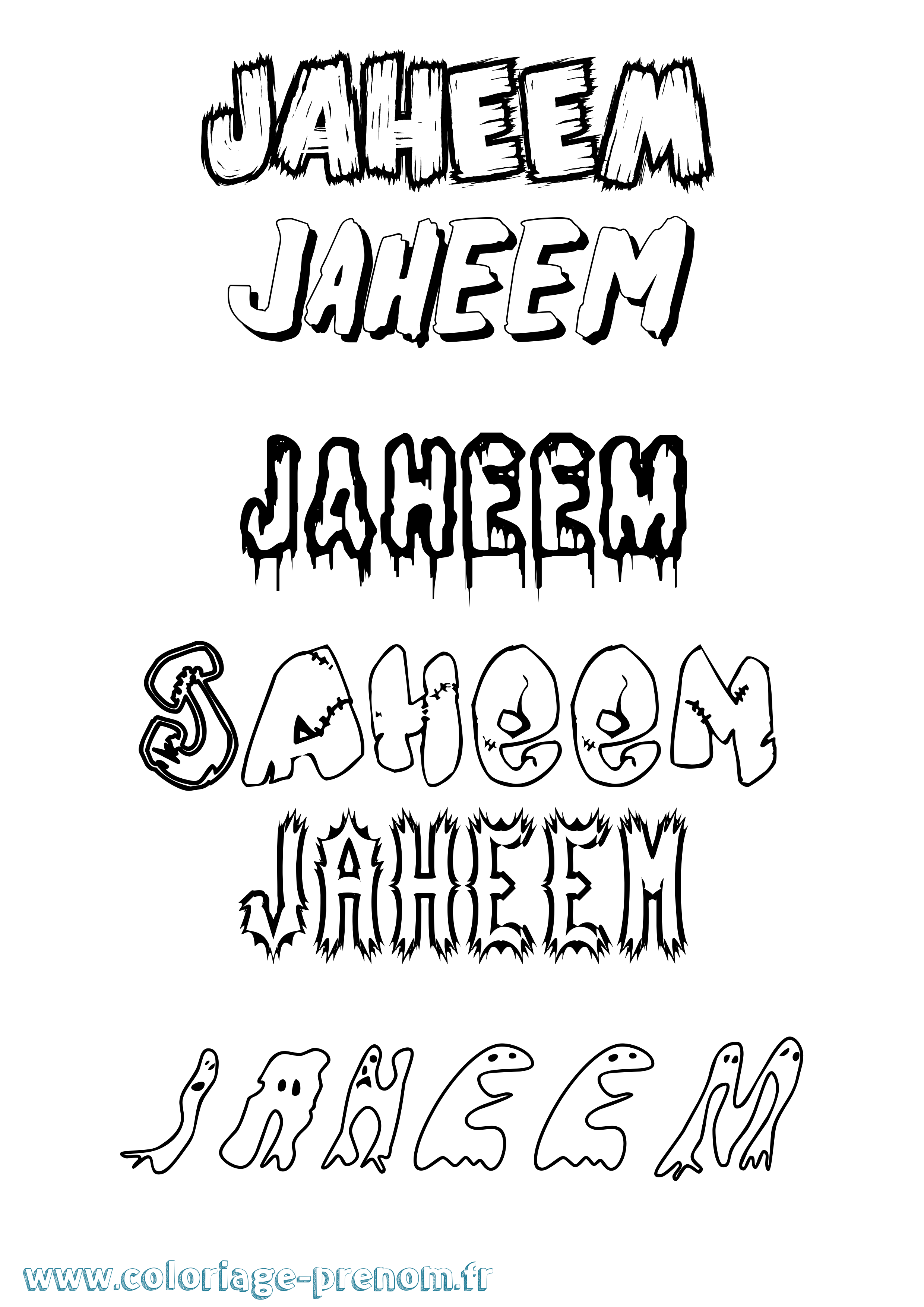 Coloriage prénom Jaheem Frisson