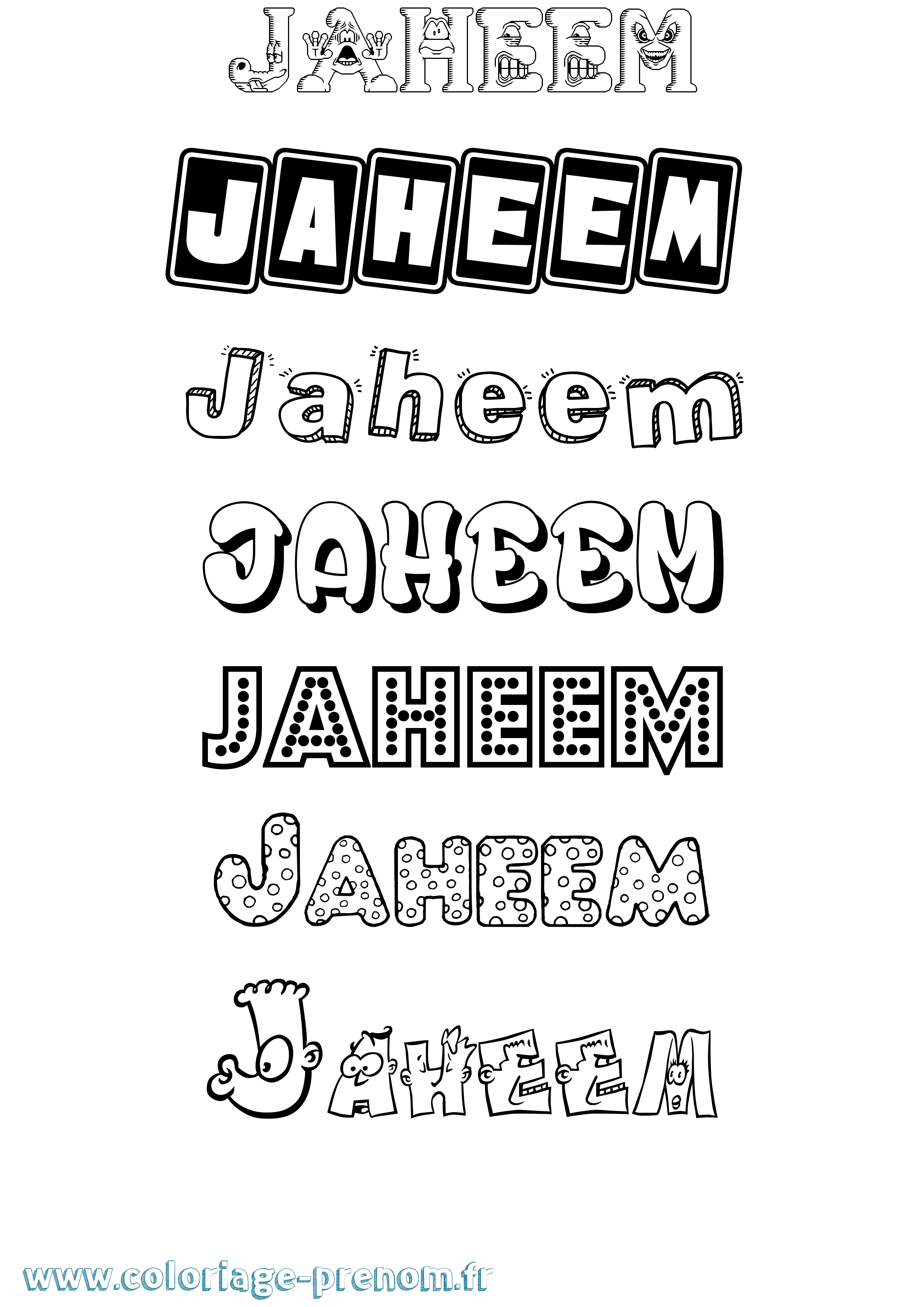 Coloriage prénom Jaheem Fun