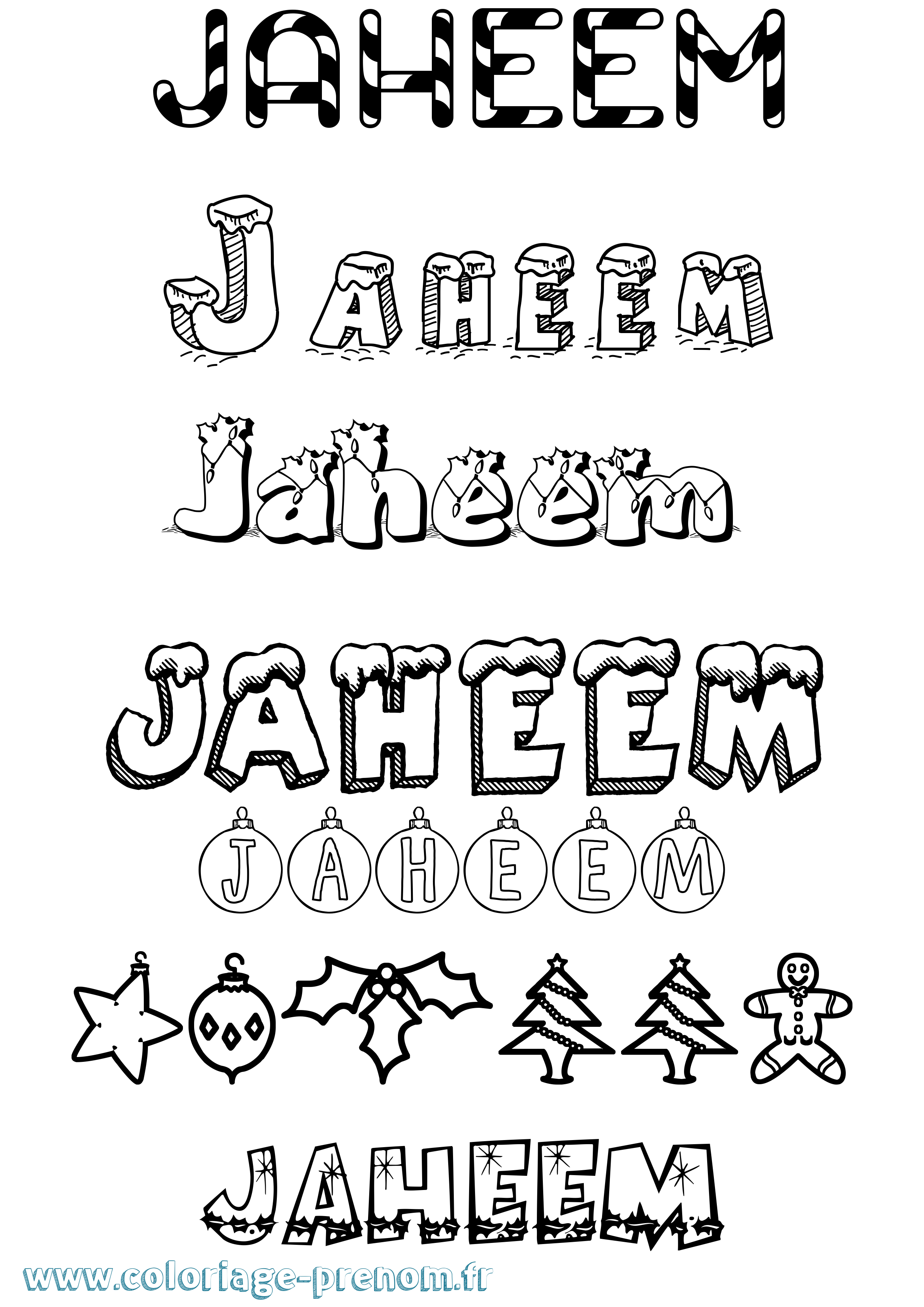 Coloriage prénom Jaheem Noël