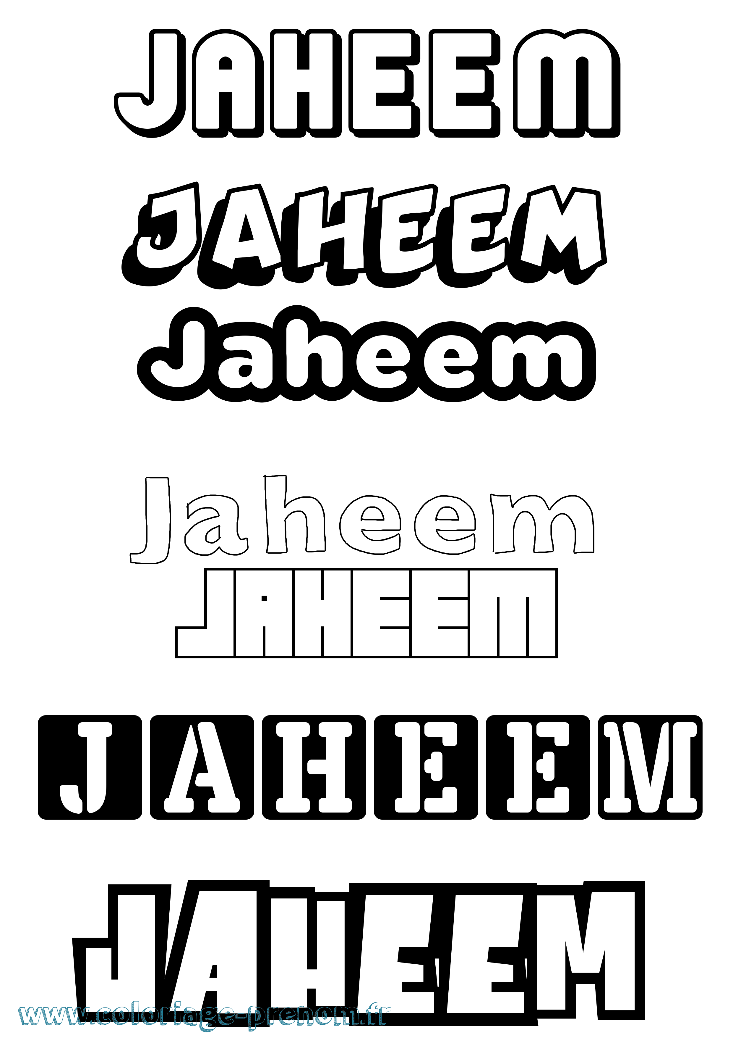Coloriage prénom Jaheem Simple
