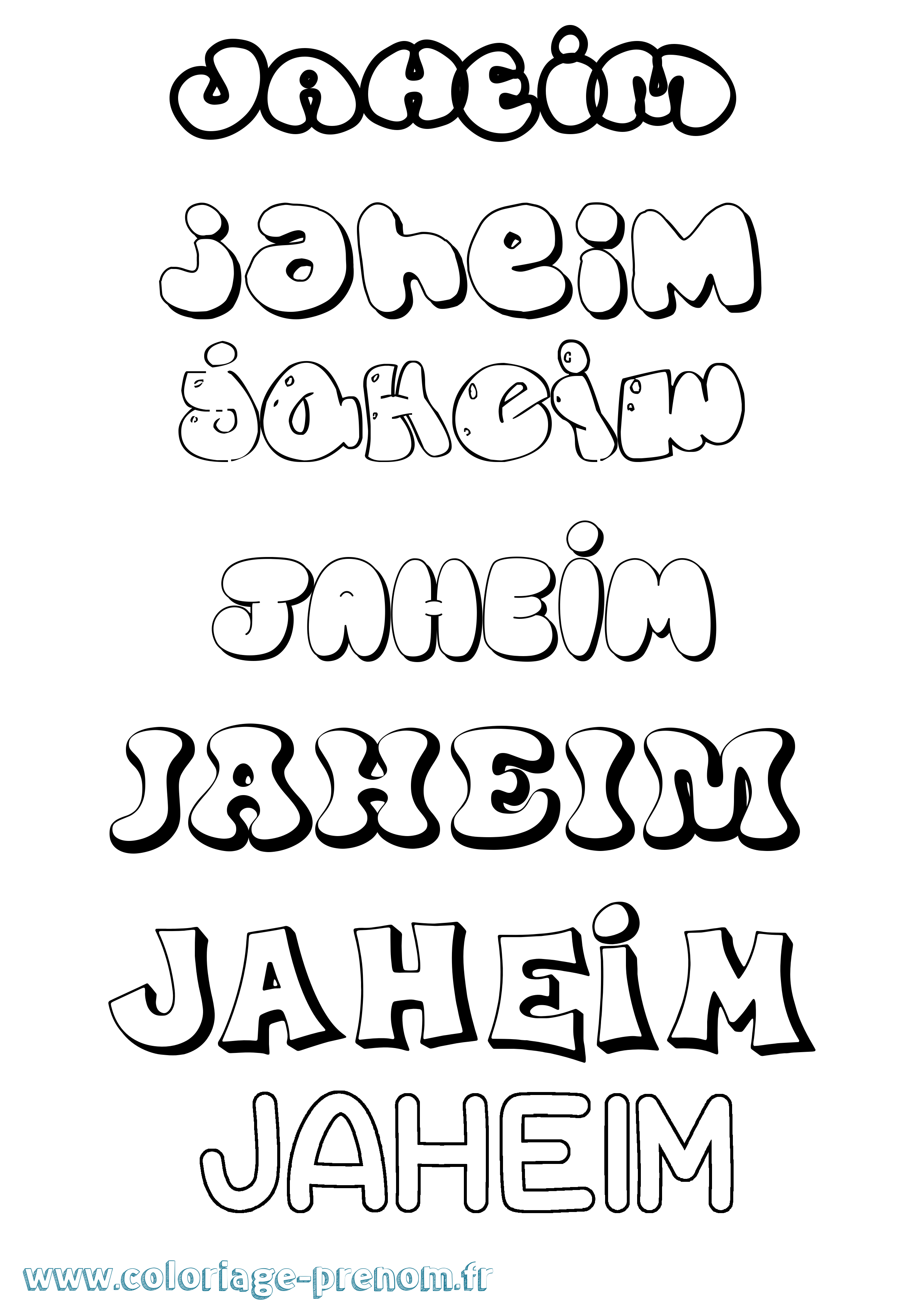 Coloriage prénom Jaheim Bubble