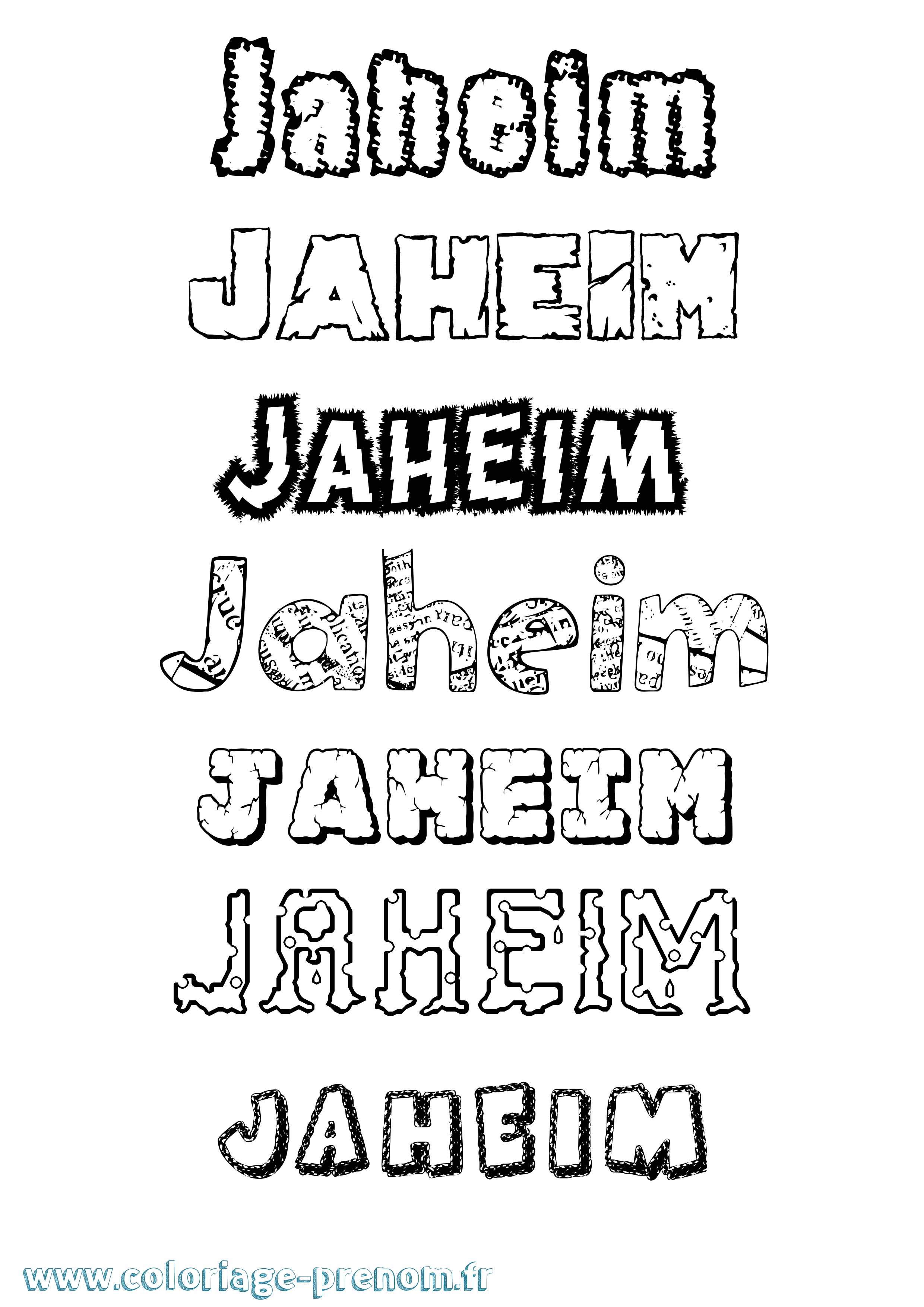 Coloriage prénom Jaheim Destructuré