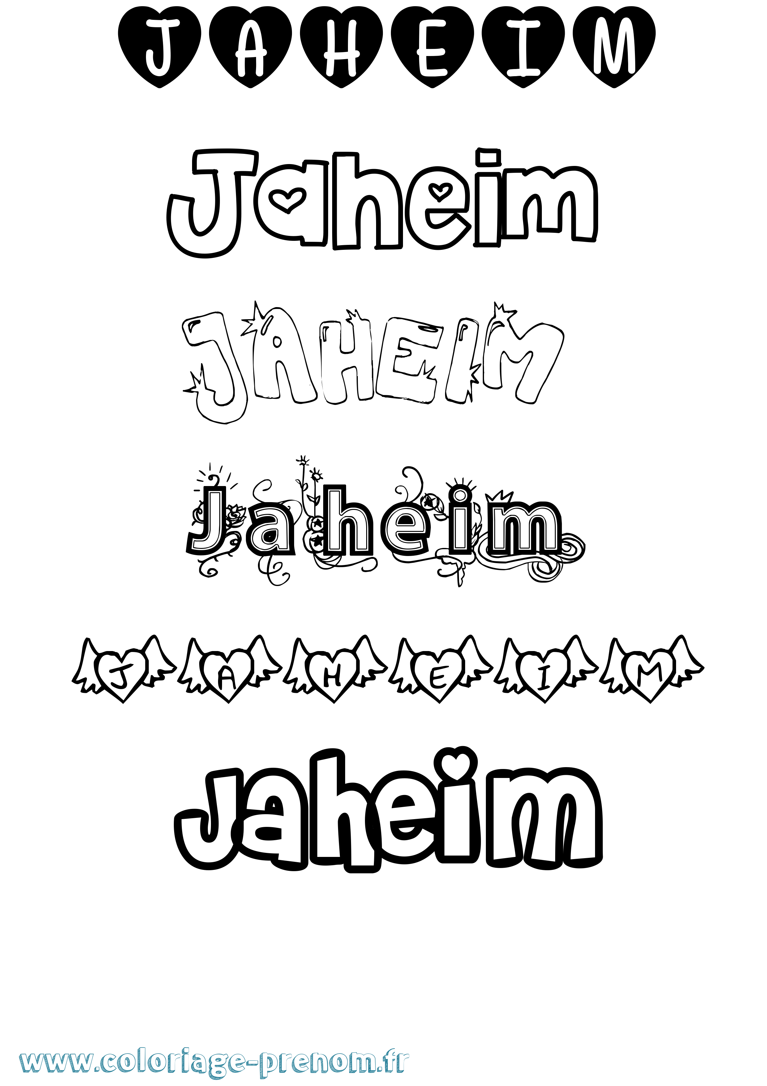 Coloriage prénom Jaheim Girly