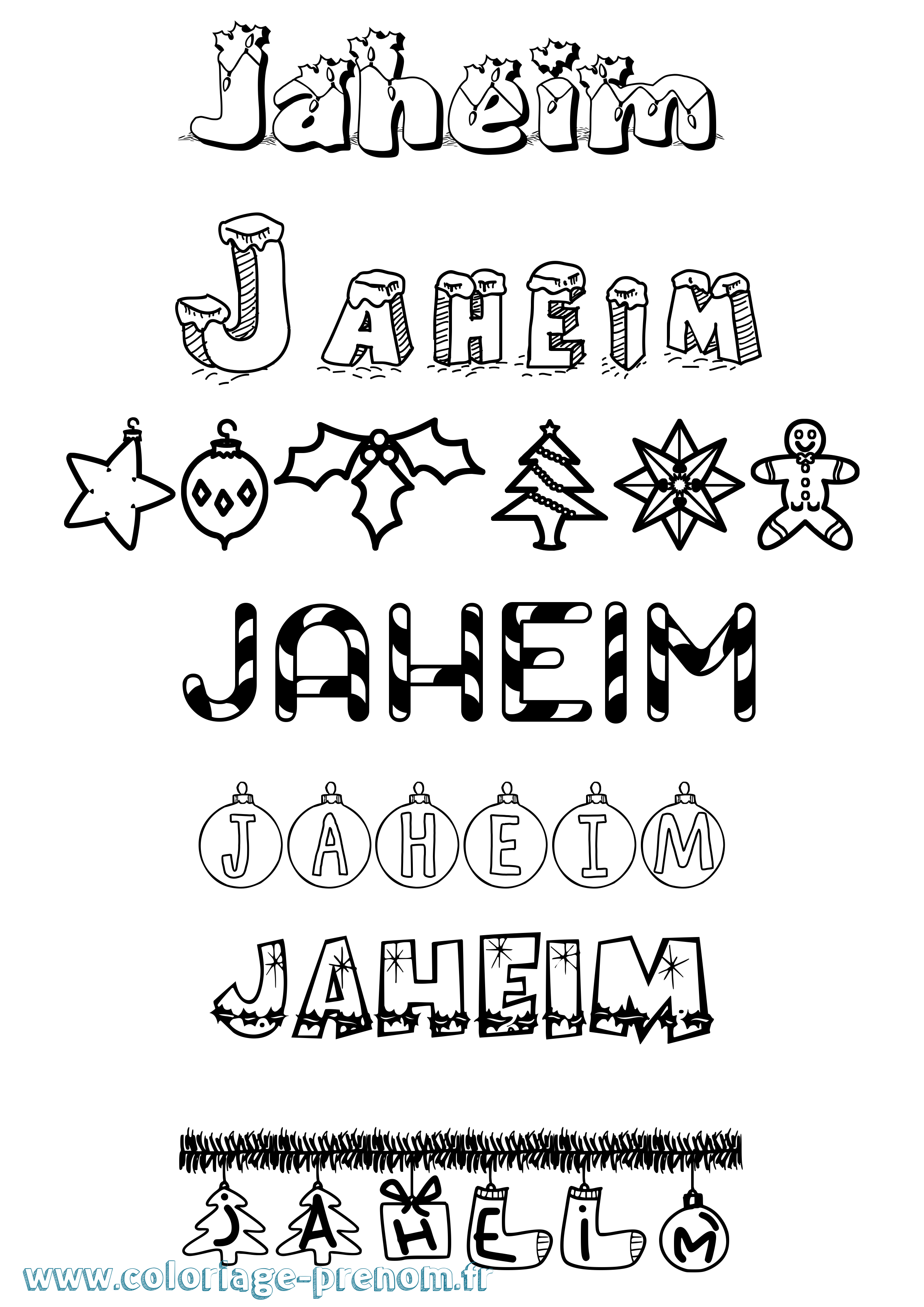 Coloriage Jaheim Noël Coloriage prénom Jaheim Noël