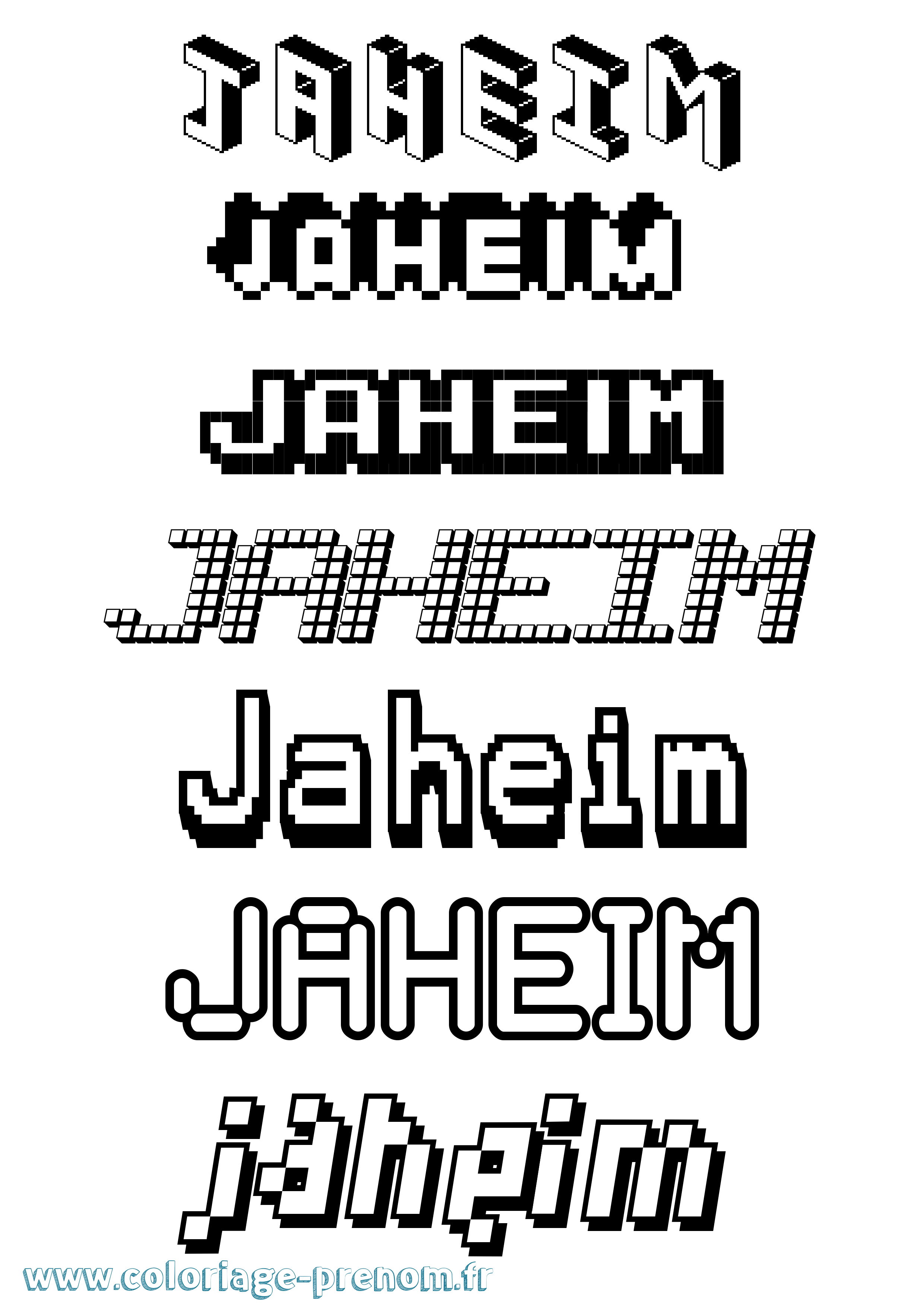 Coloriage prénom Jaheim Pixel