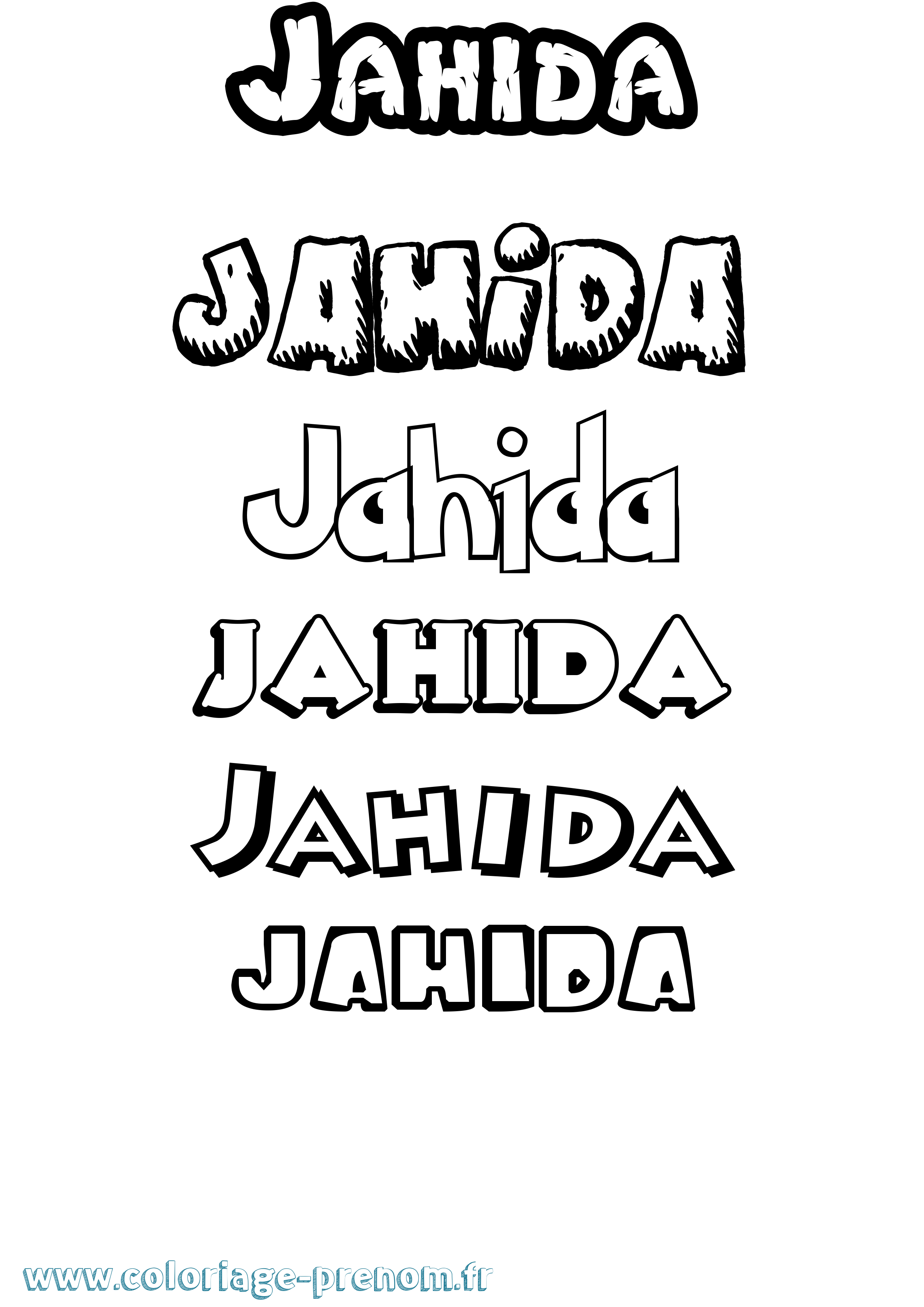 Coloriage prénom Jahida Dessin Animé