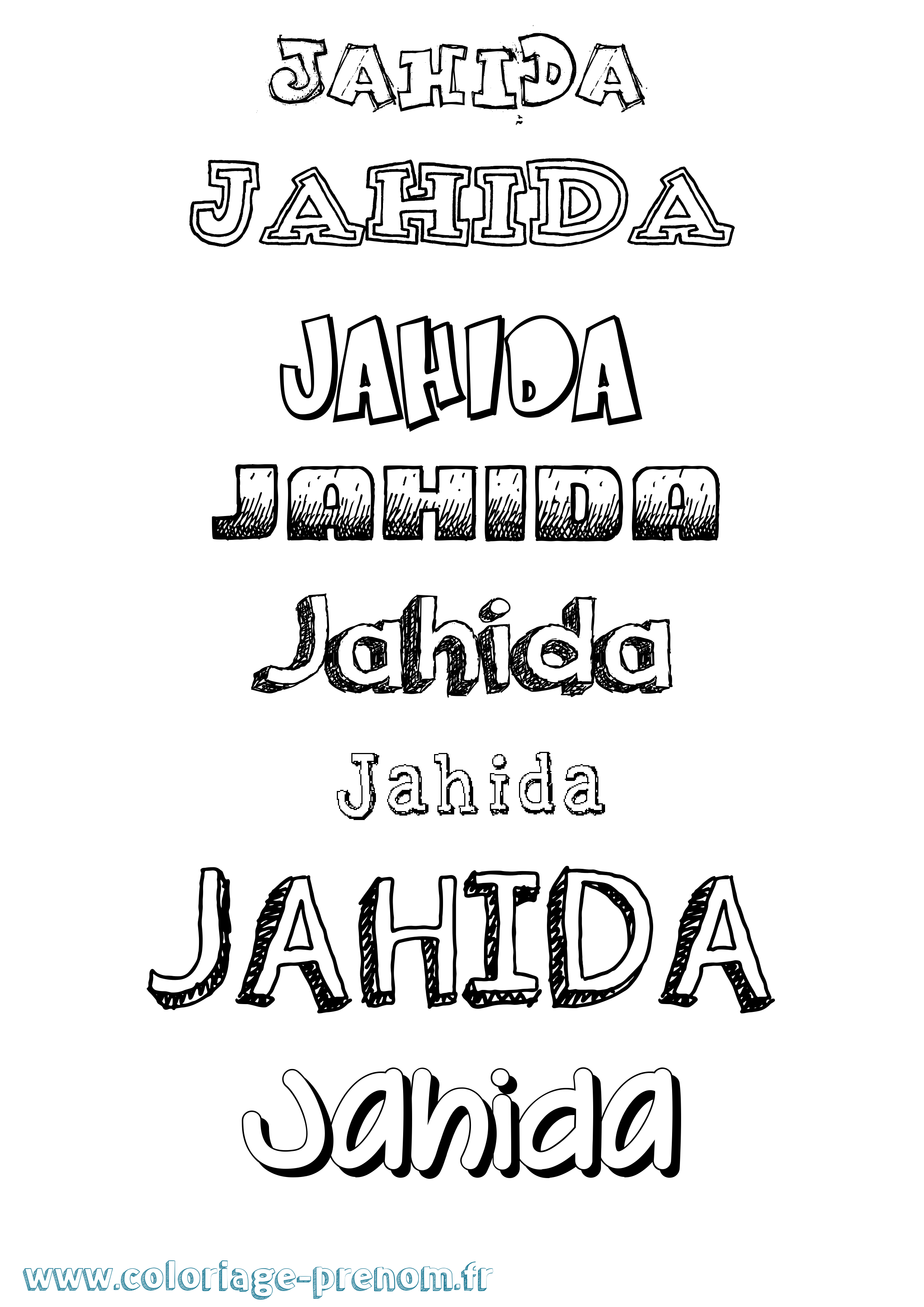 Coloriage prénom Jahida Dessiné