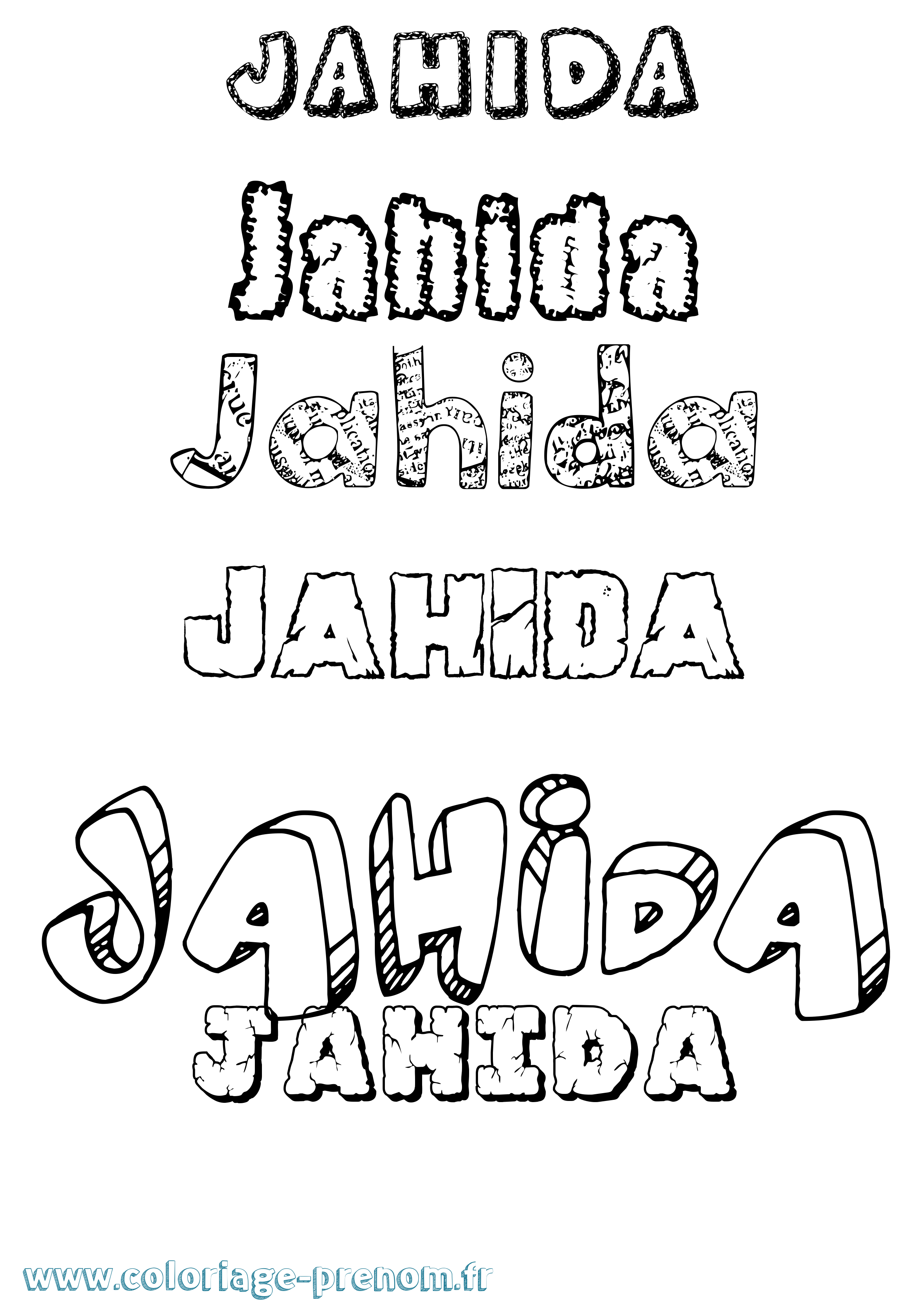 Coloriage Jahida Destructuré Coloriage prénom Jahida Destructuré