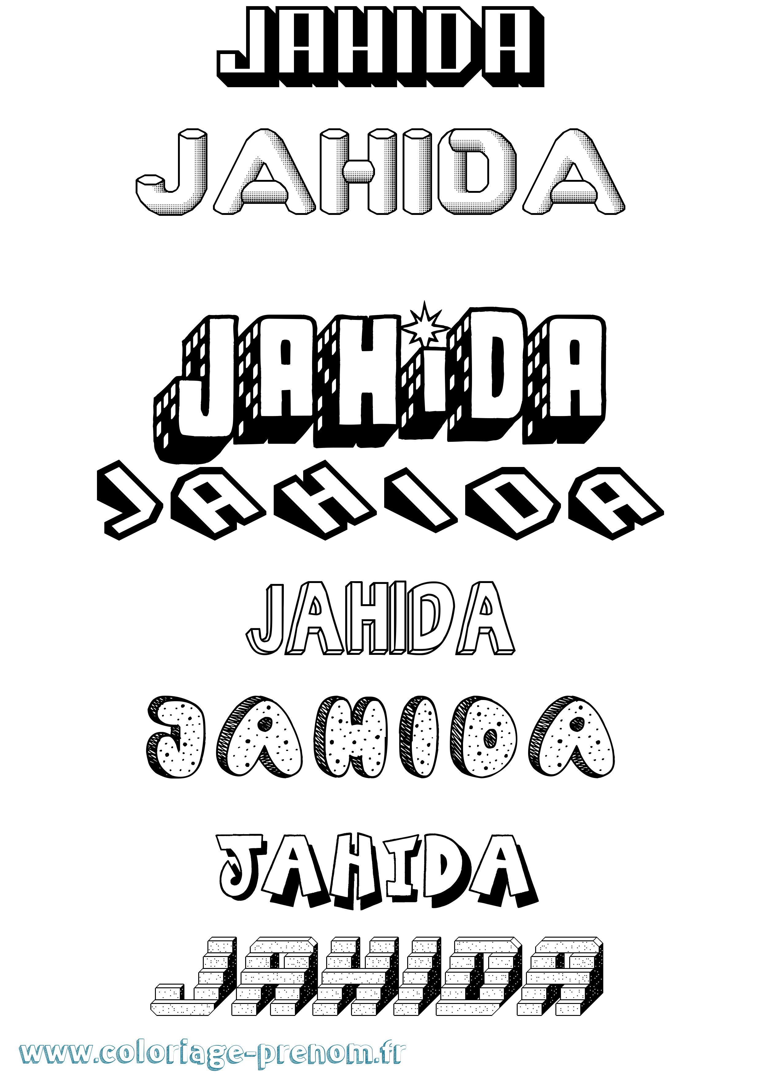 Coloriage Jahida Effet 3D Coloriage prénom Jahida Effet 3D
