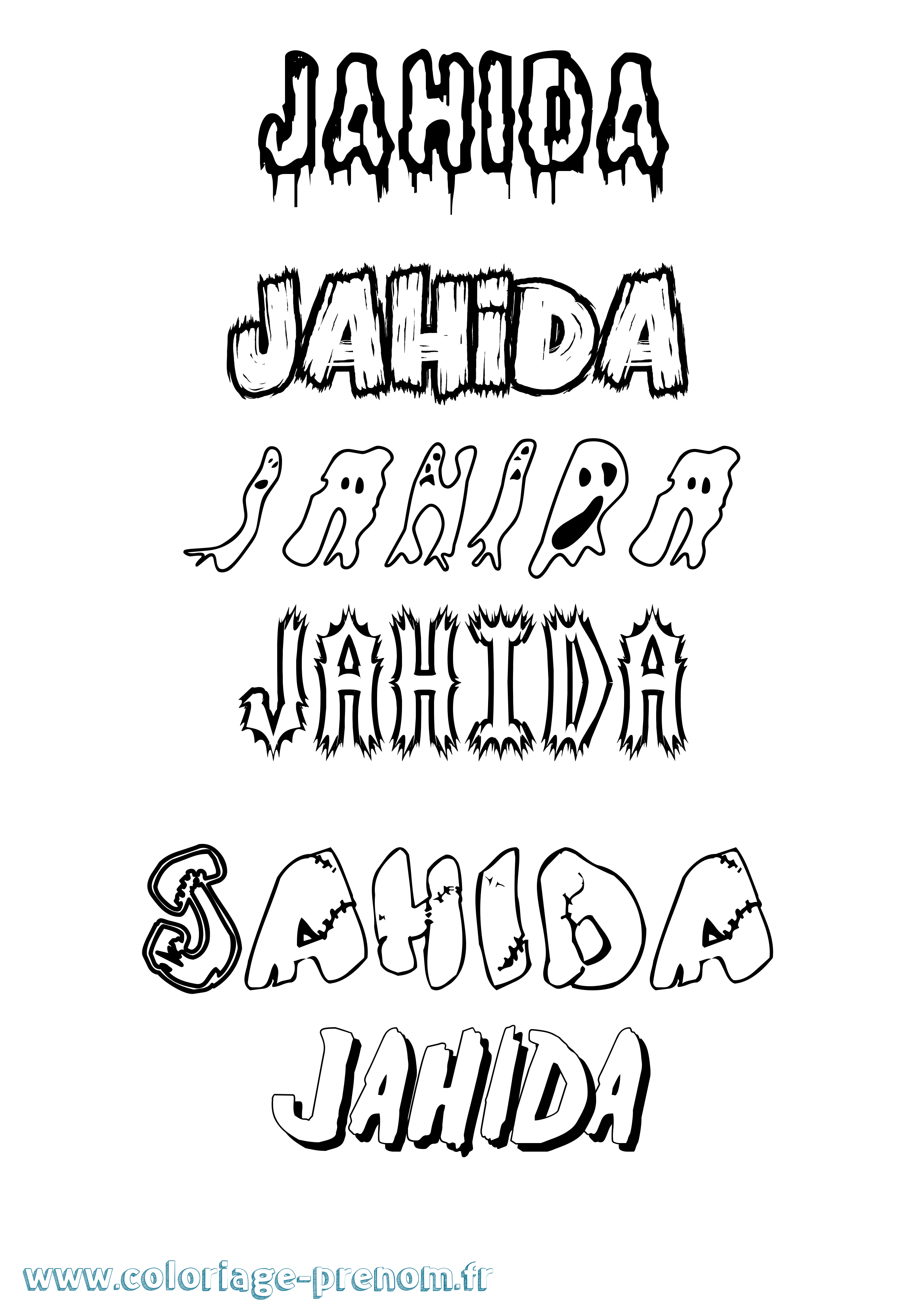 Coloriage prénom Jahida Frisson
