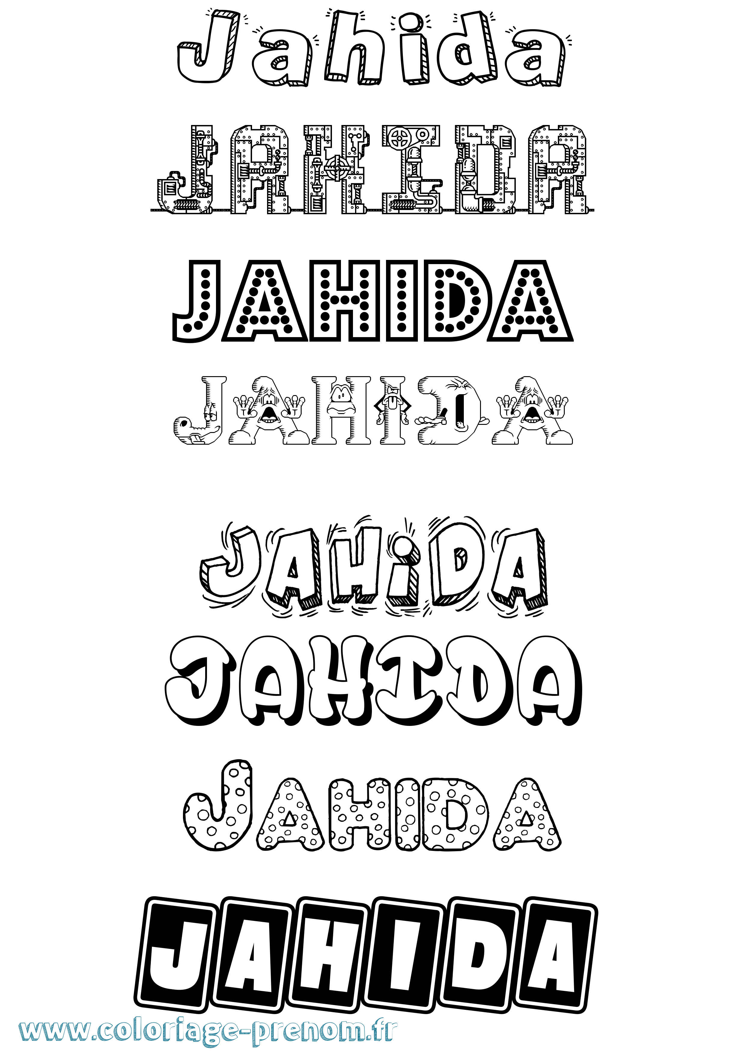Coloriage prénom Jahida Fun