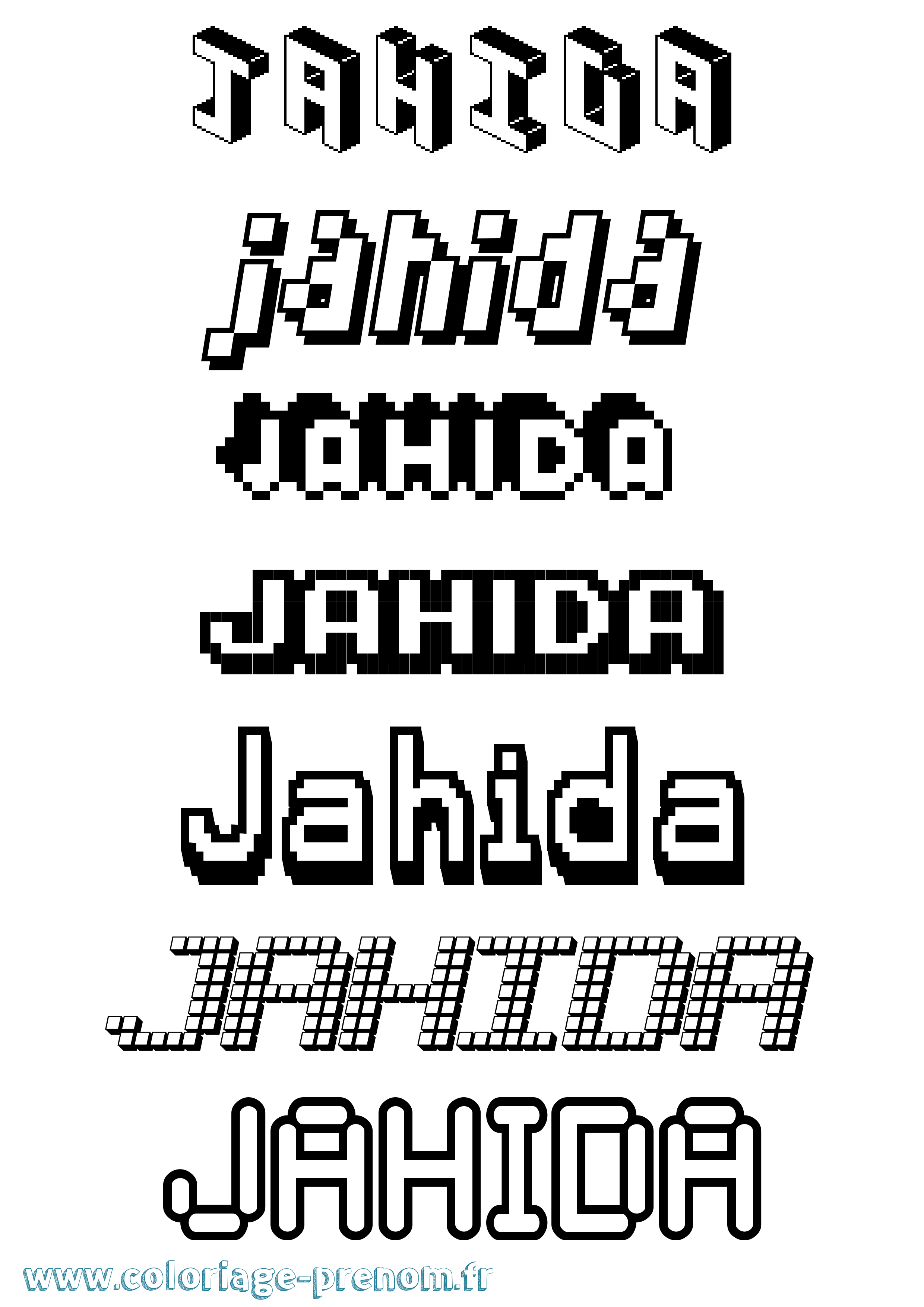 Coloriage Jahida Pixel Coloriage prénom Jahida Pixel