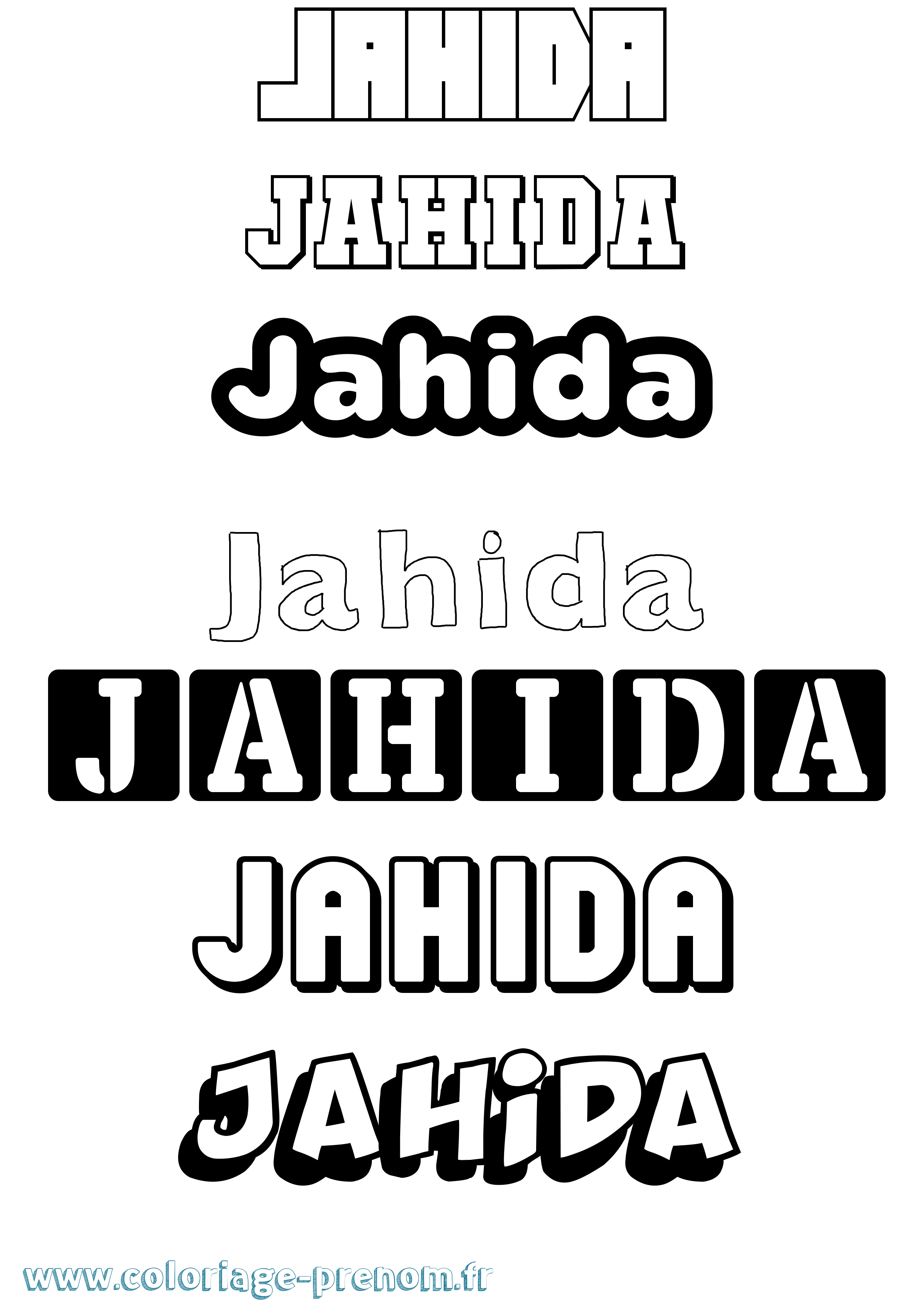 Coloriage prénom Jahida Simple