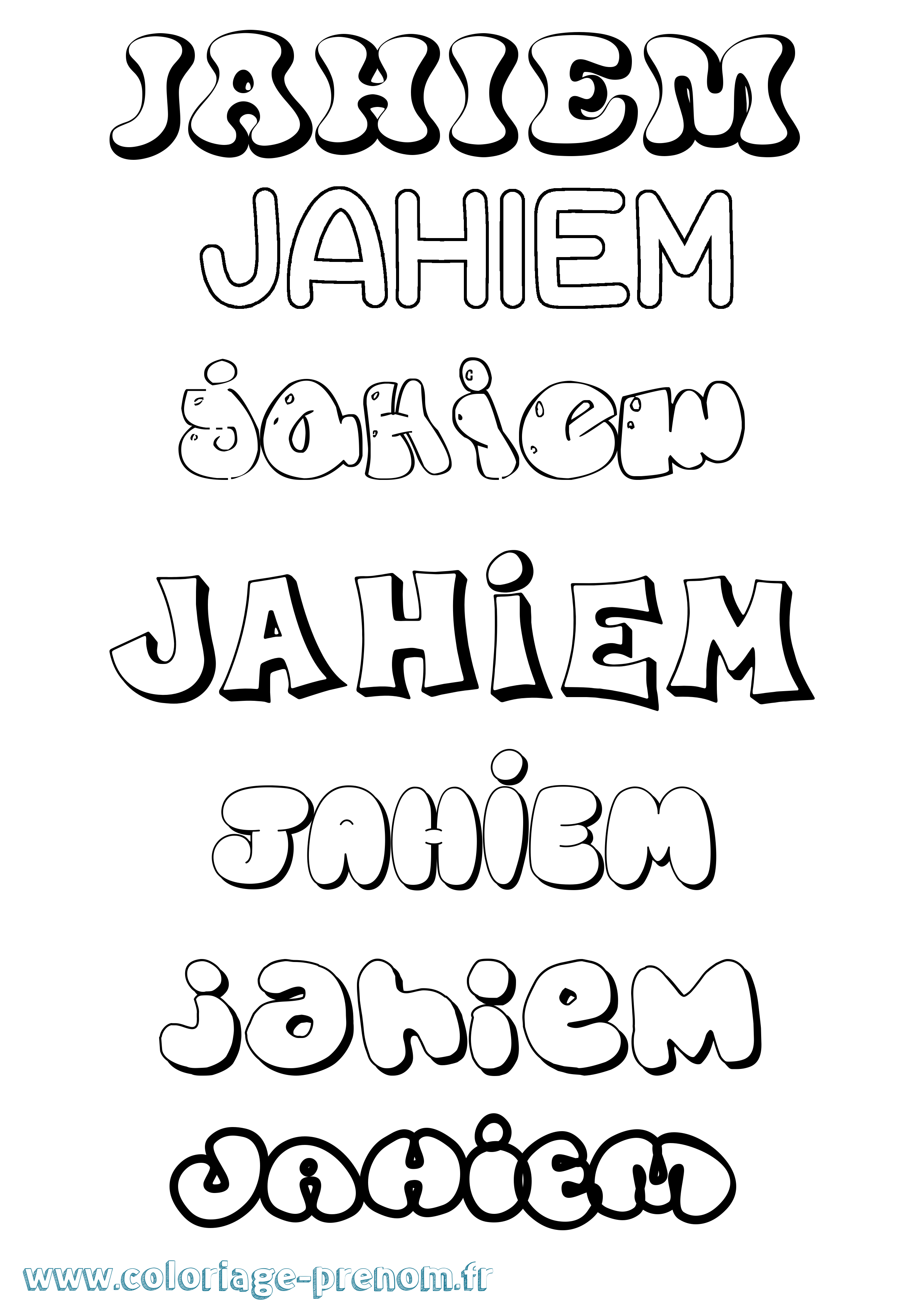 Coloriage Jahiem Bubble Coloriage prénom Jahiem Bubble