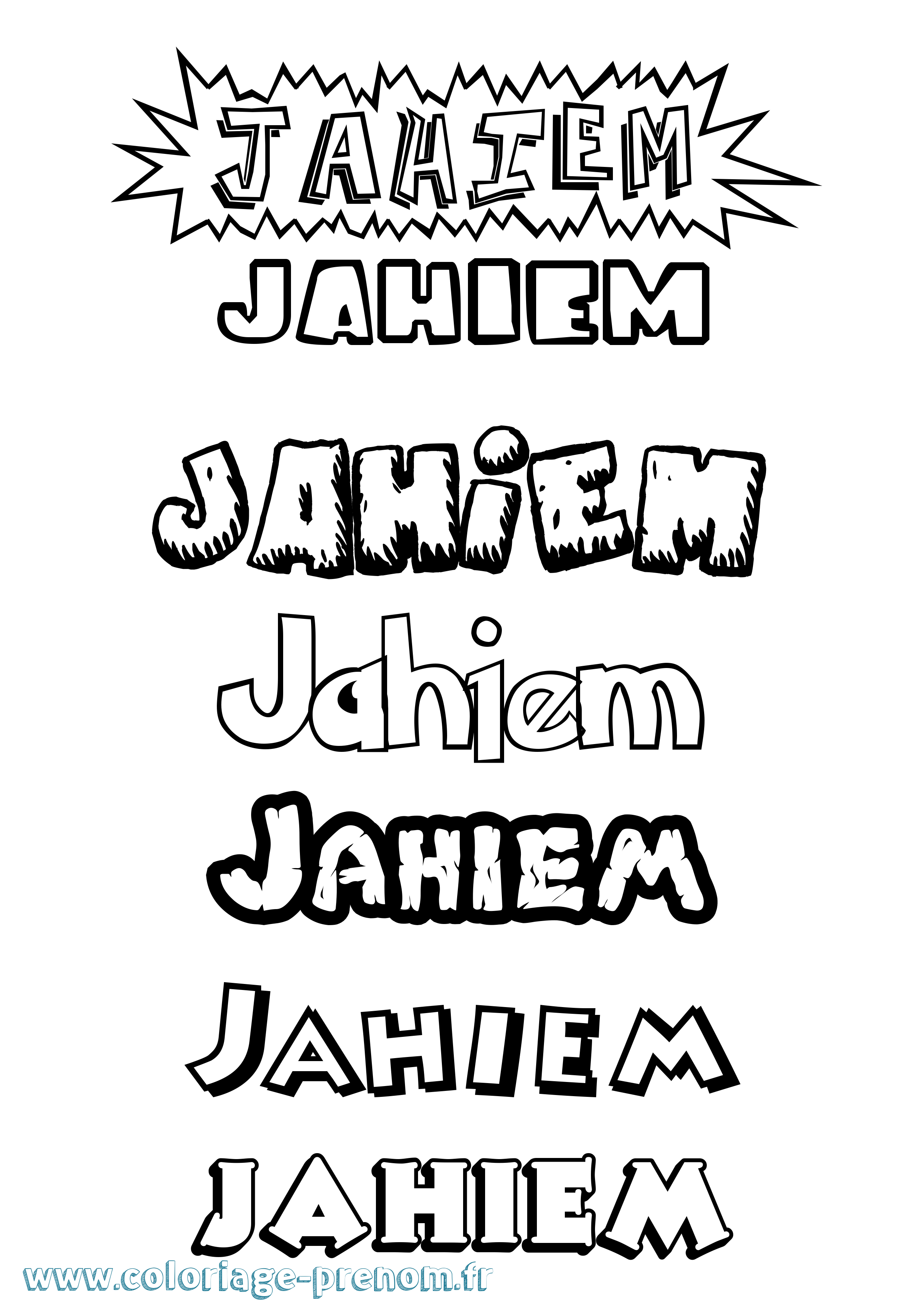 Coloriage Jahiem Dessin Animé Coloriage prénom Jahiem Dessin Animé