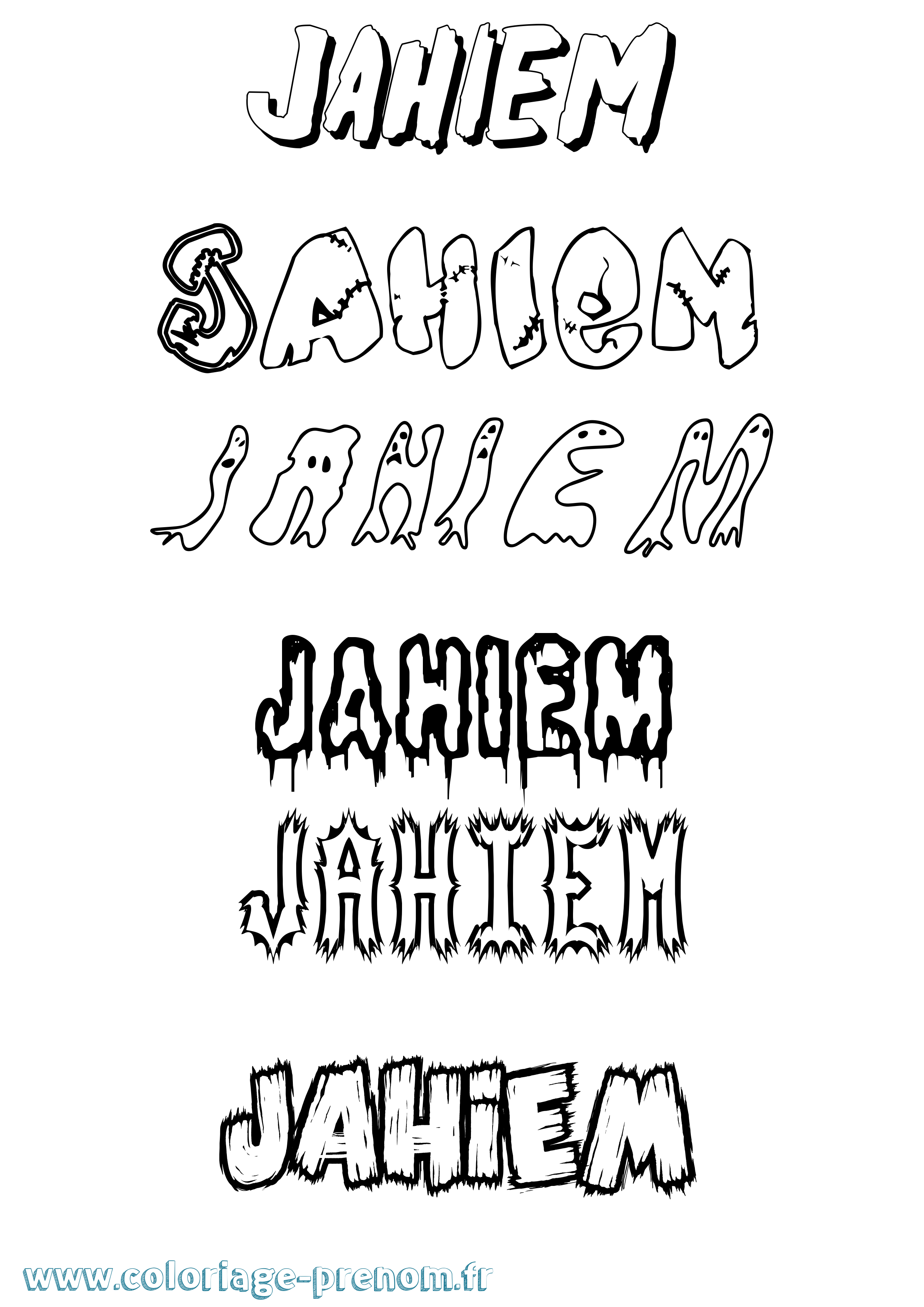 Coloriage Jahiem Frisson Coloriage prénom Jahiem Frisson