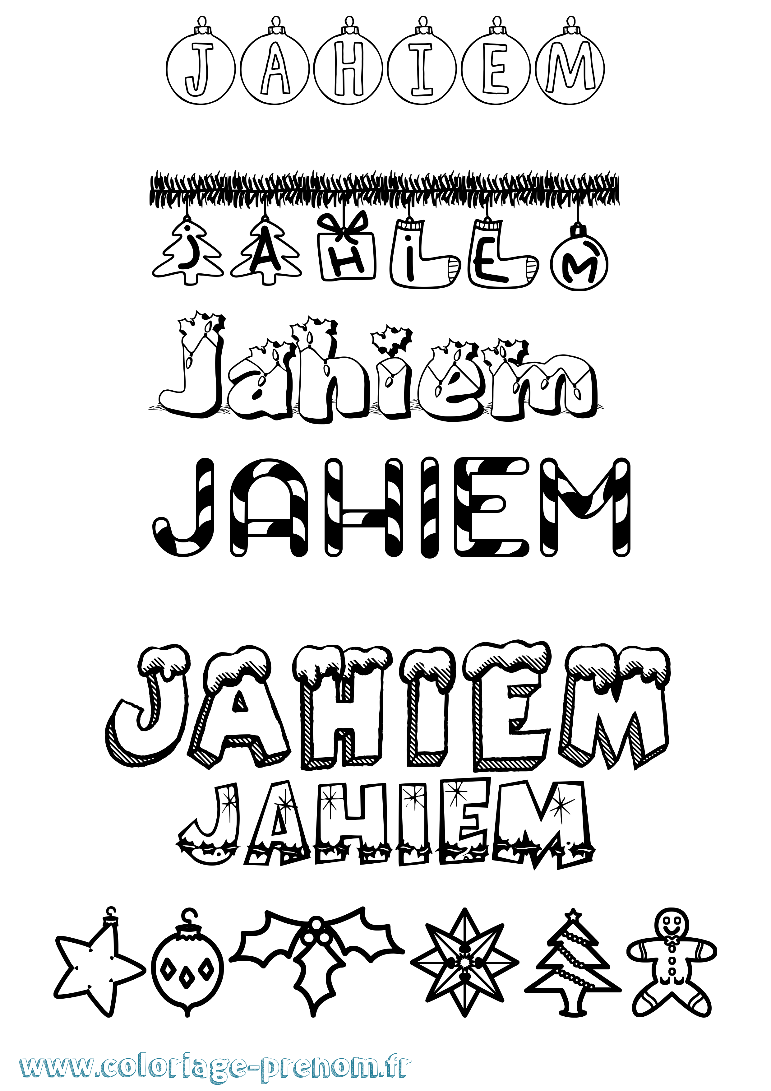 Coloriage Jahiem Noël Coloriage prénom Jahiem Noël