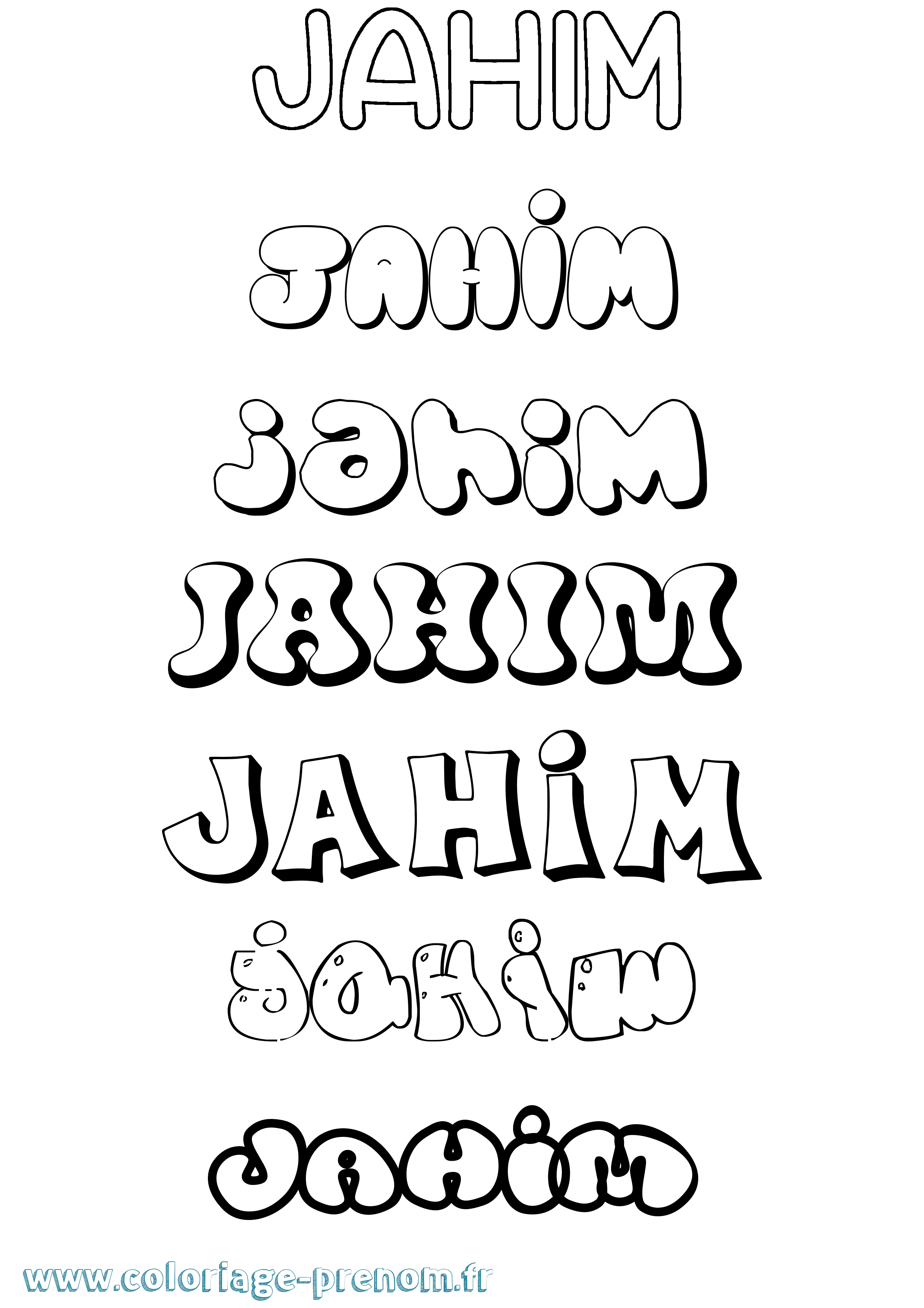 Coloriage prénom Jahim Bubble