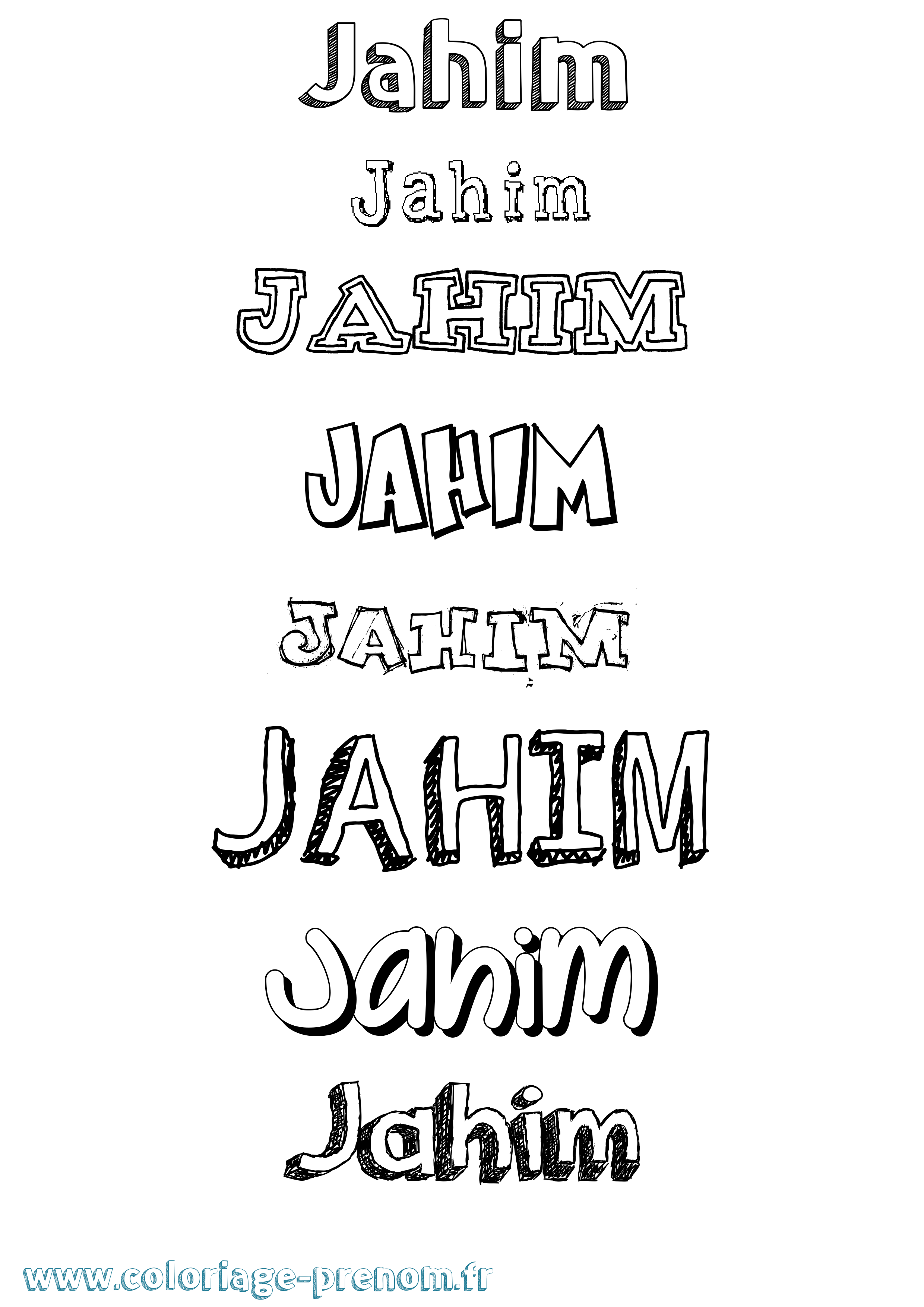 Coloriage prénom Jahim Dessiné