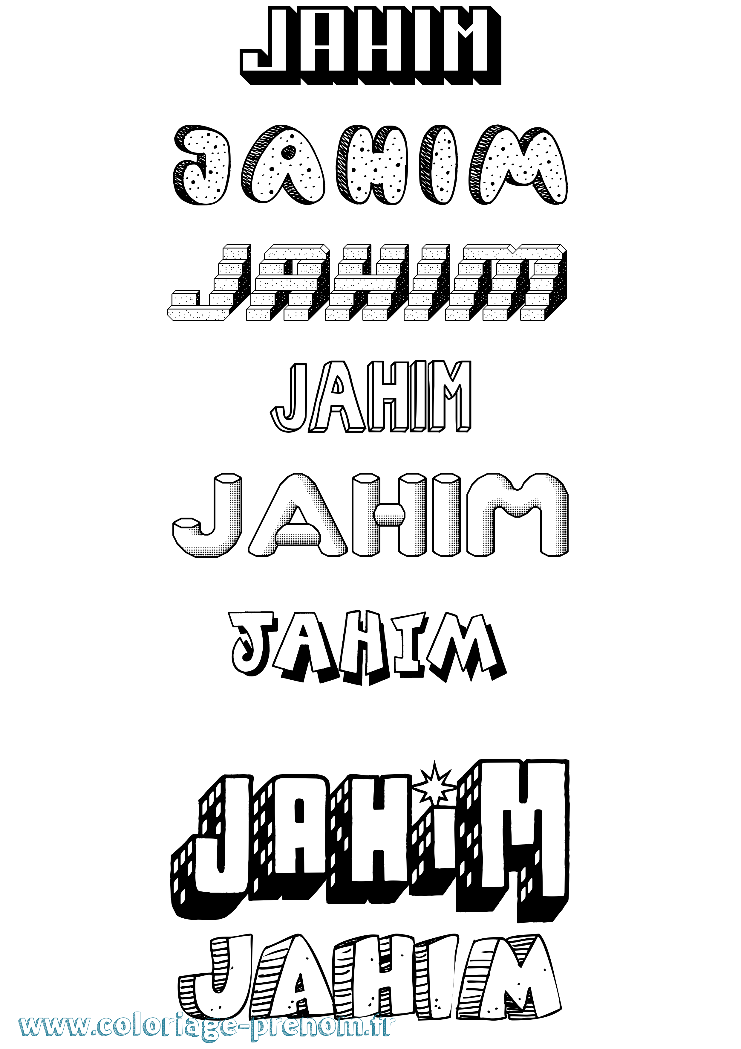 Coloriage prénom Jahim Effet 3D