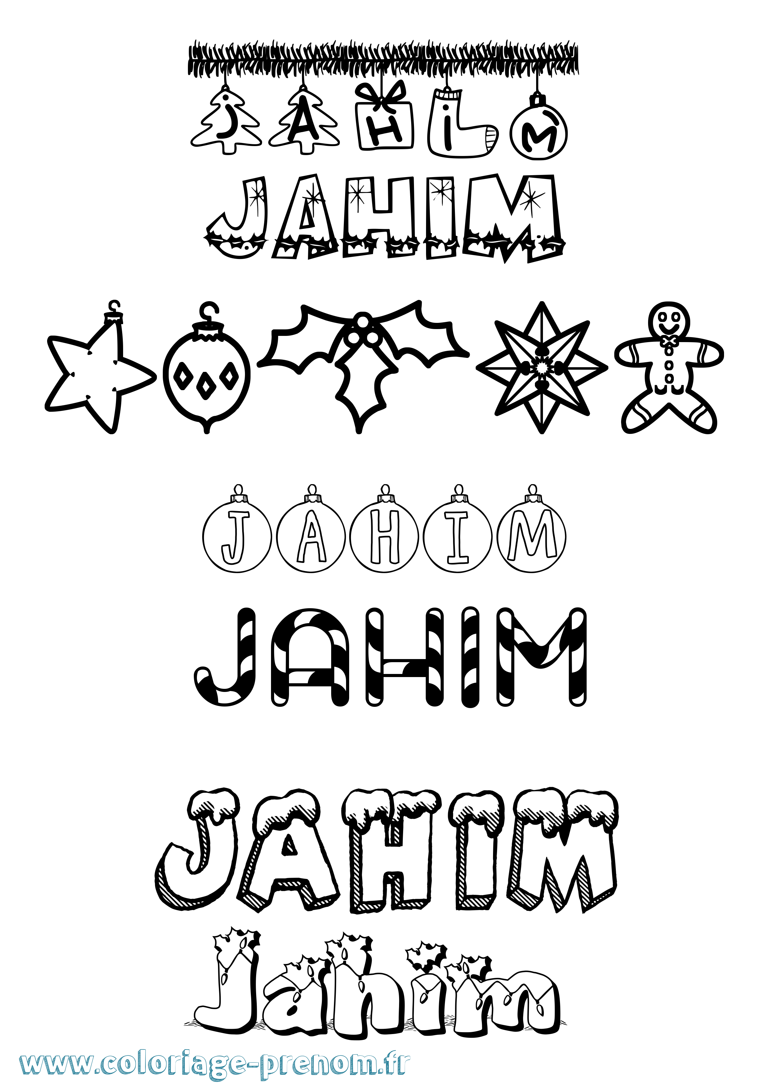 Coloriage prénom Jahim Noël