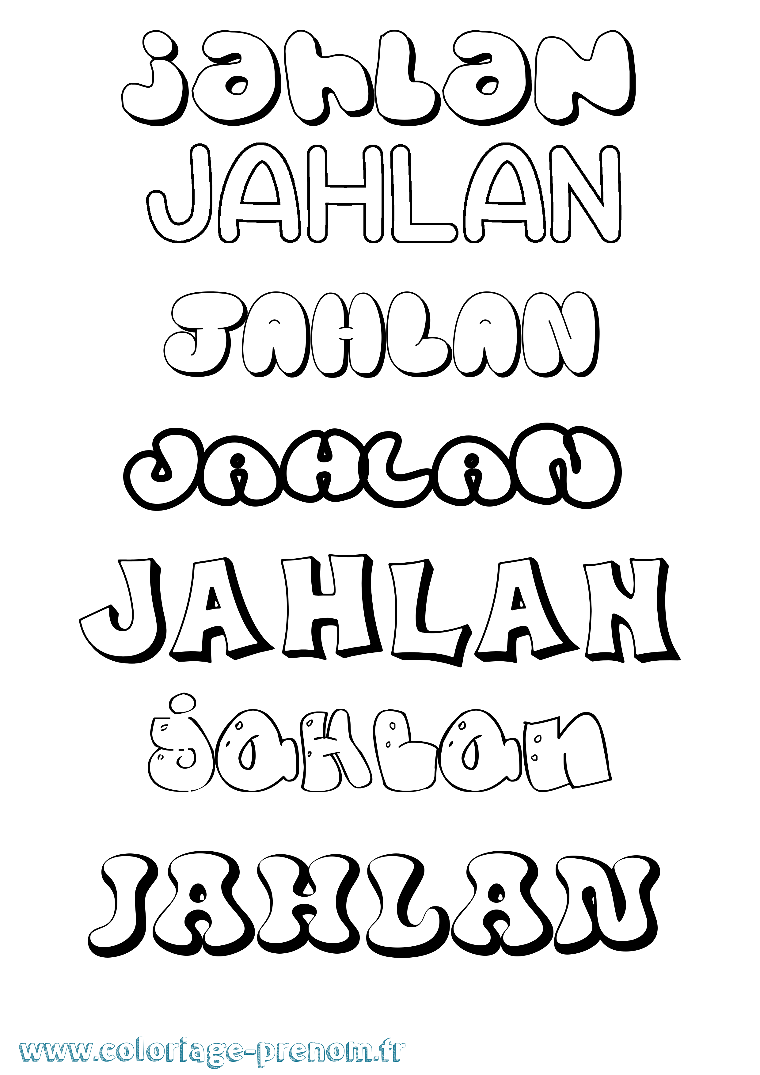 Coloriage Jahlan Bubble Coloriage prénom Jahlan Bubble