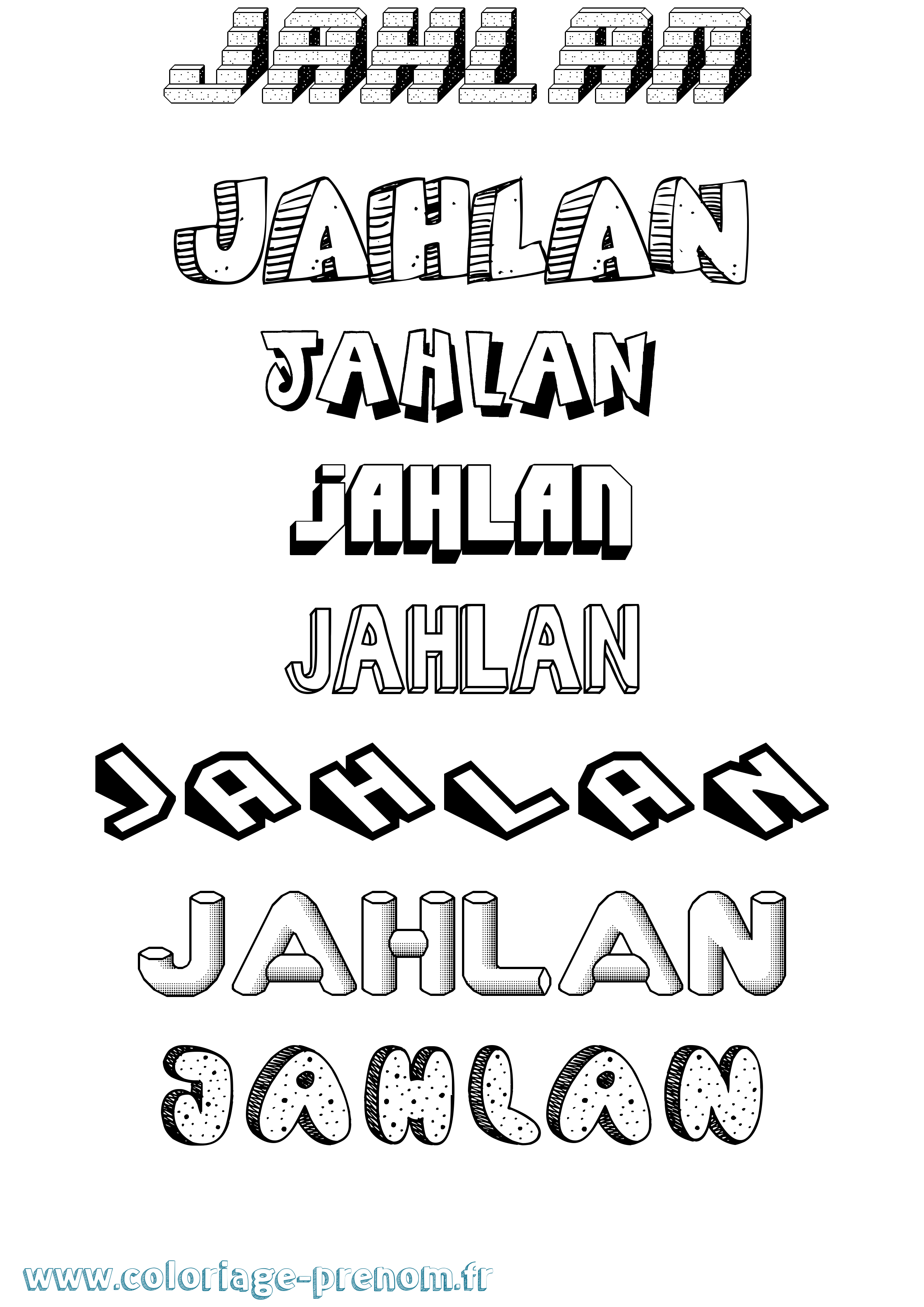 Coloriage Jahlan Effet 3D Coloriage prénom Jahlan Effet 3D