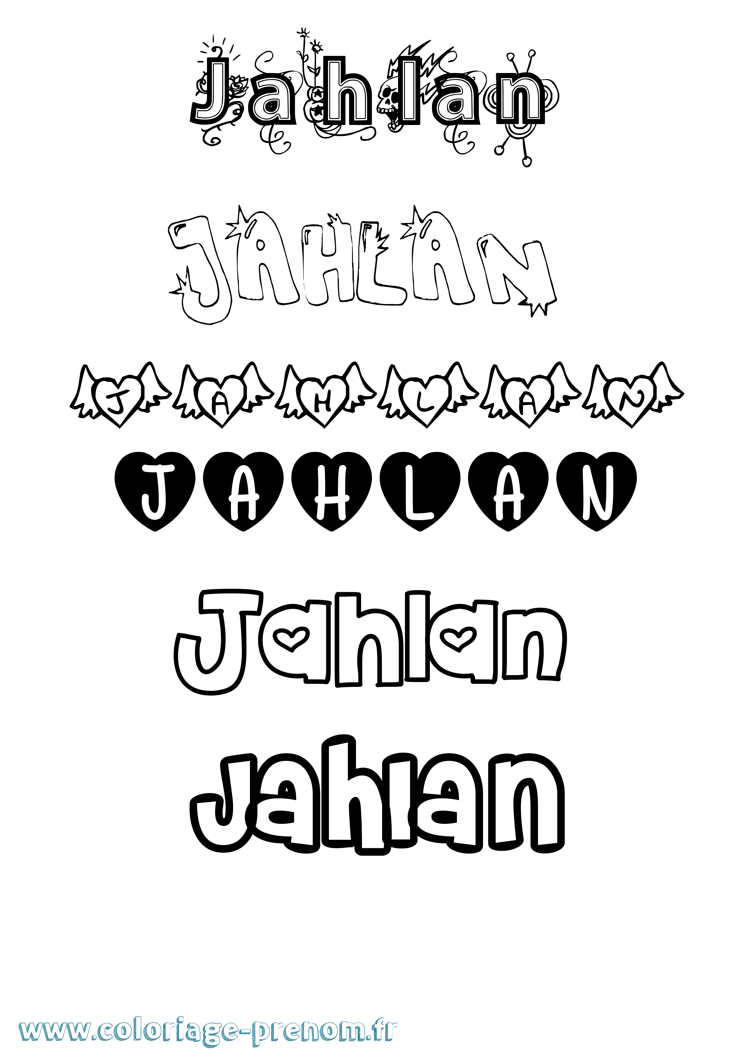 Coloriage Jahlan Girly Coloriage prénom Jahlan Girly