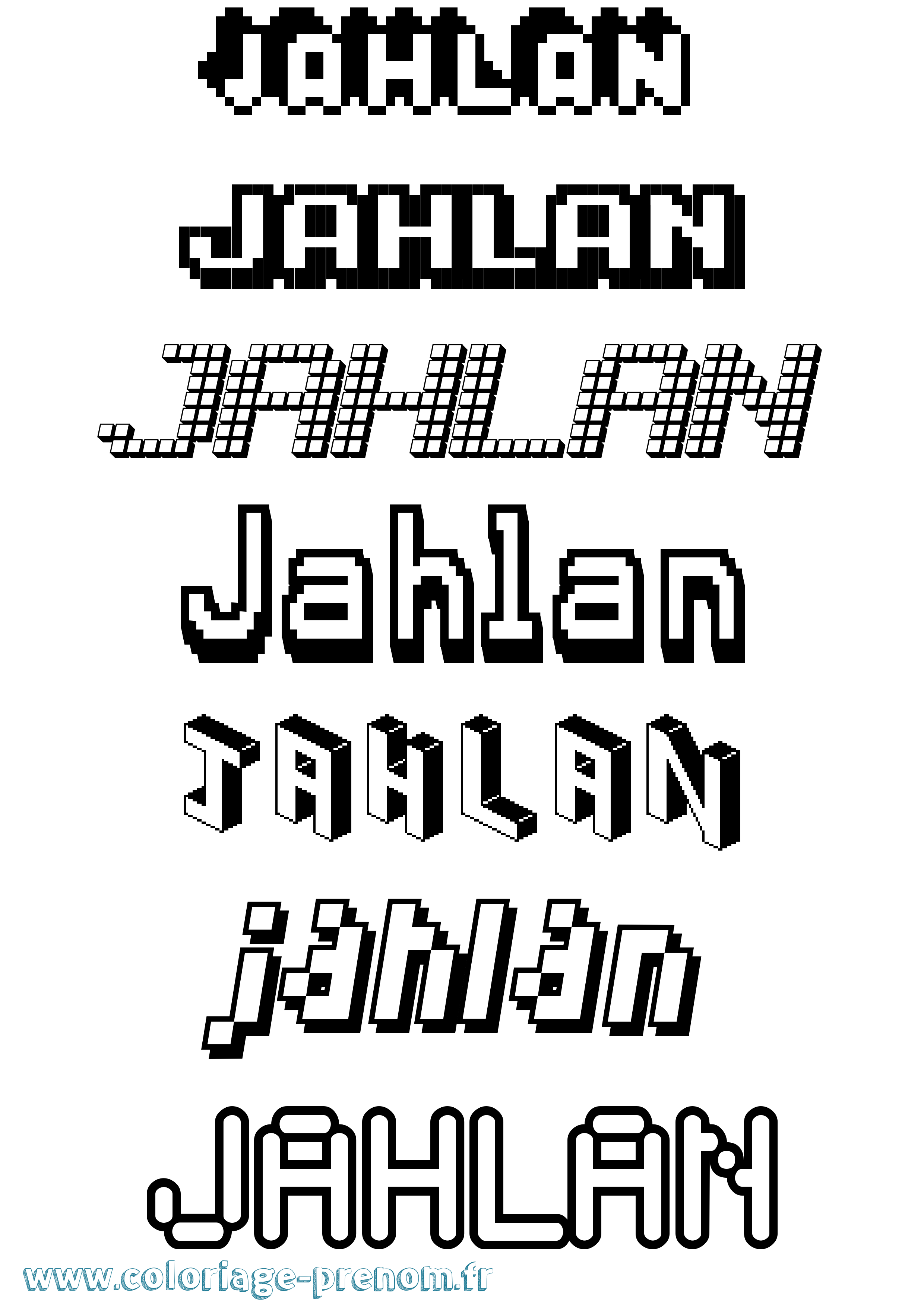 Coloriage Jahlan Pixel Coloriage prénom Jahlan Pixel
