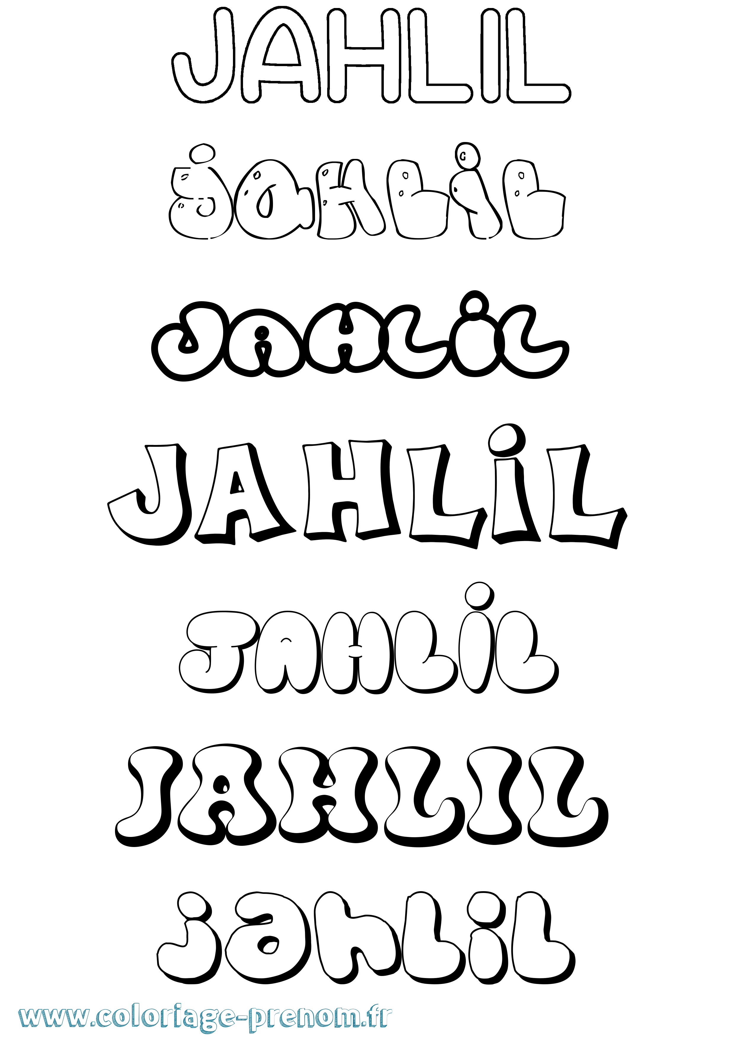 Coloriage Jahlil Bubble Coloriage prénom Jahlil Bubble