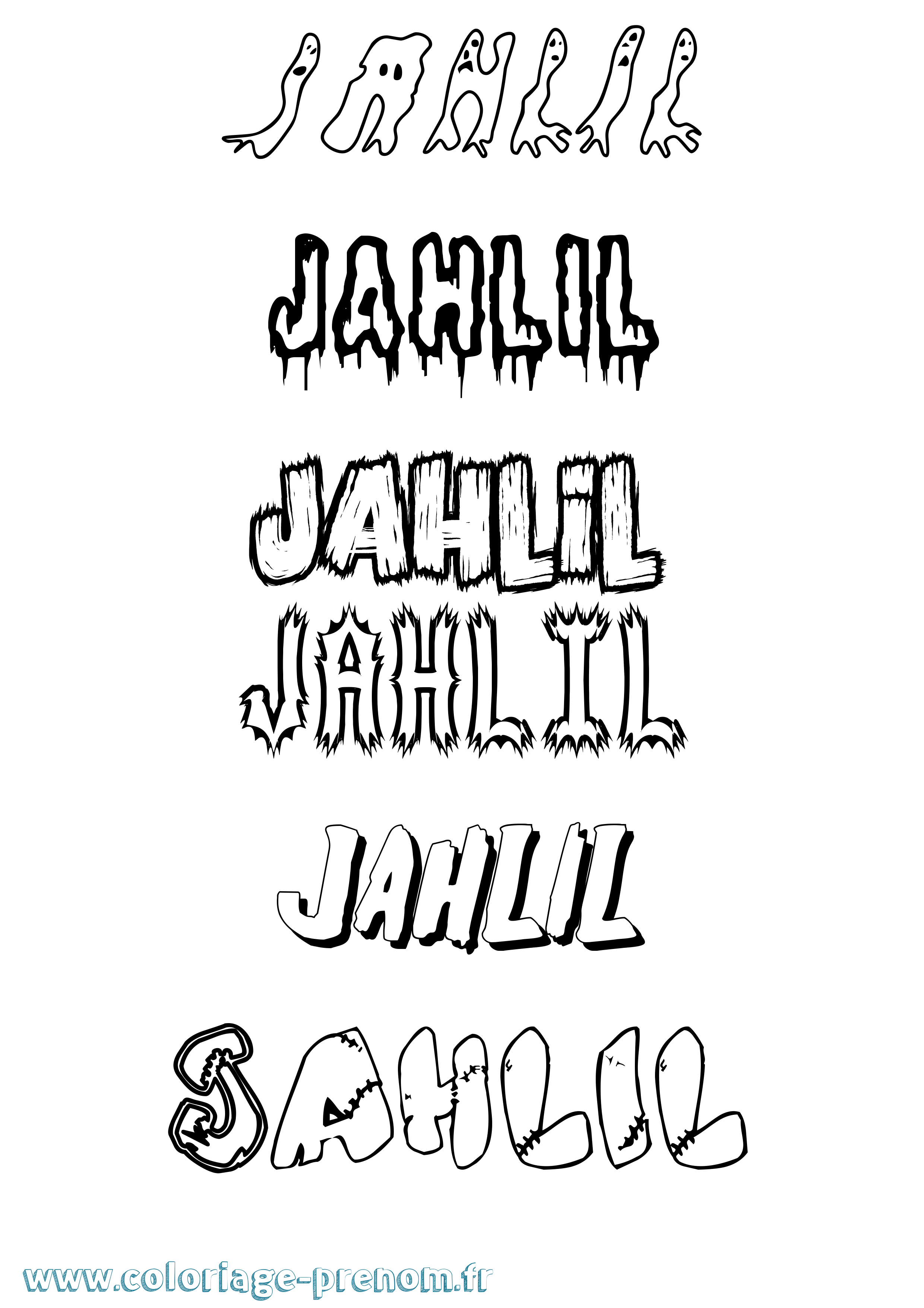 Coloriage Jahlil Frisson Coloriage prénom Jahlil Frisson