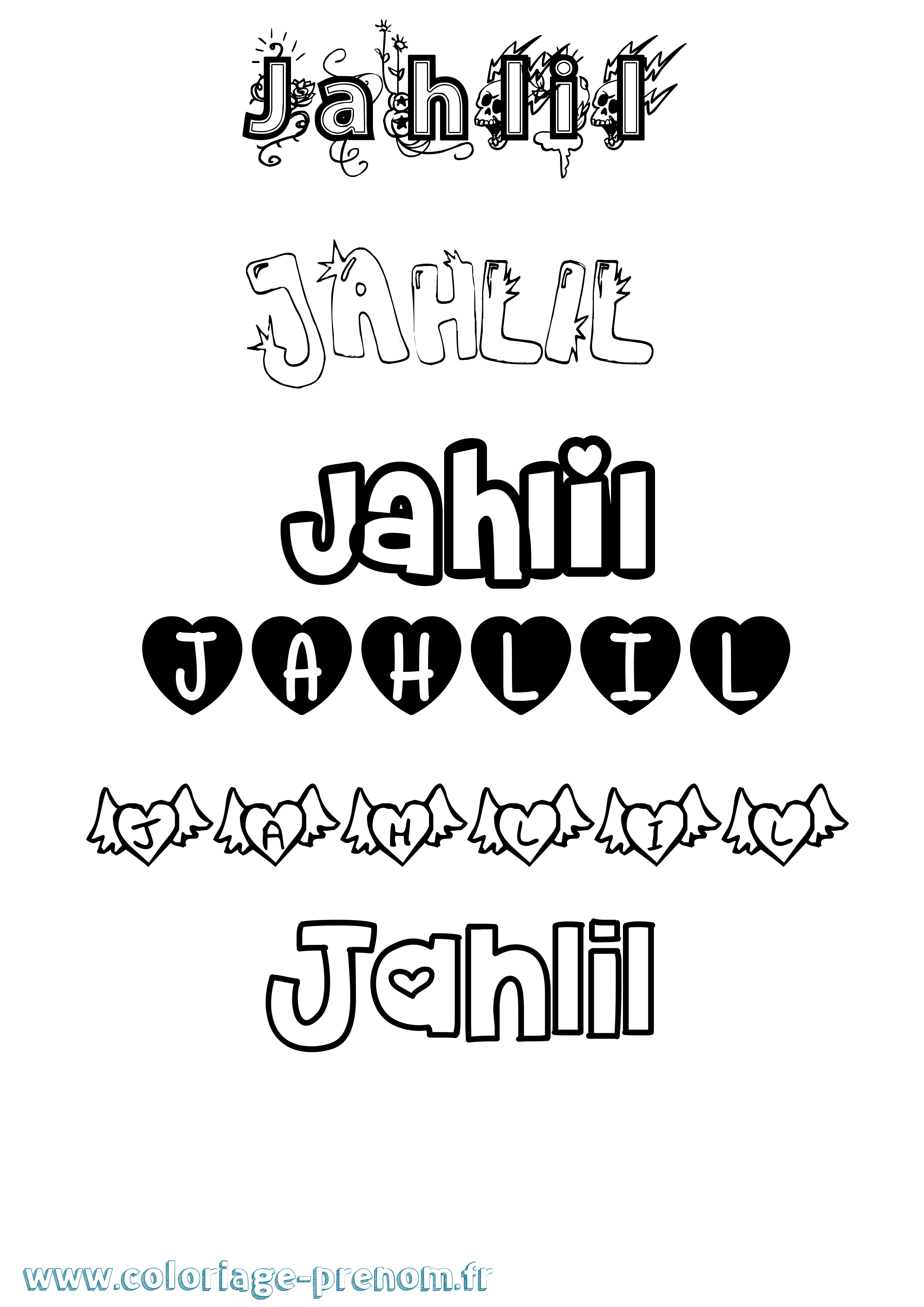 Coloriage Jahlil Girly Coloriage prénom Jahlil Girly