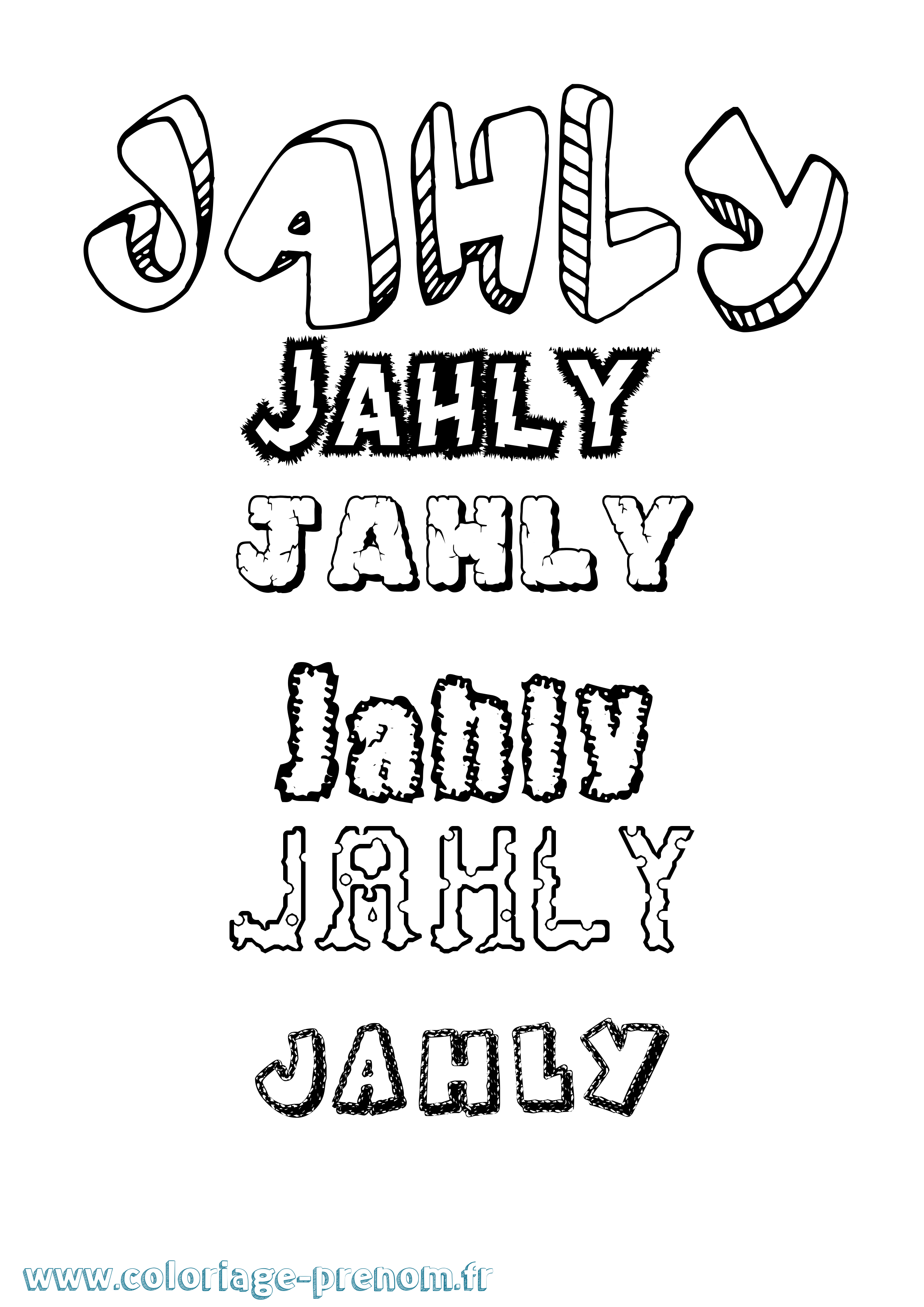 Coloriage Jahly Destructuré Coloriage prénom Jahly Destructuré