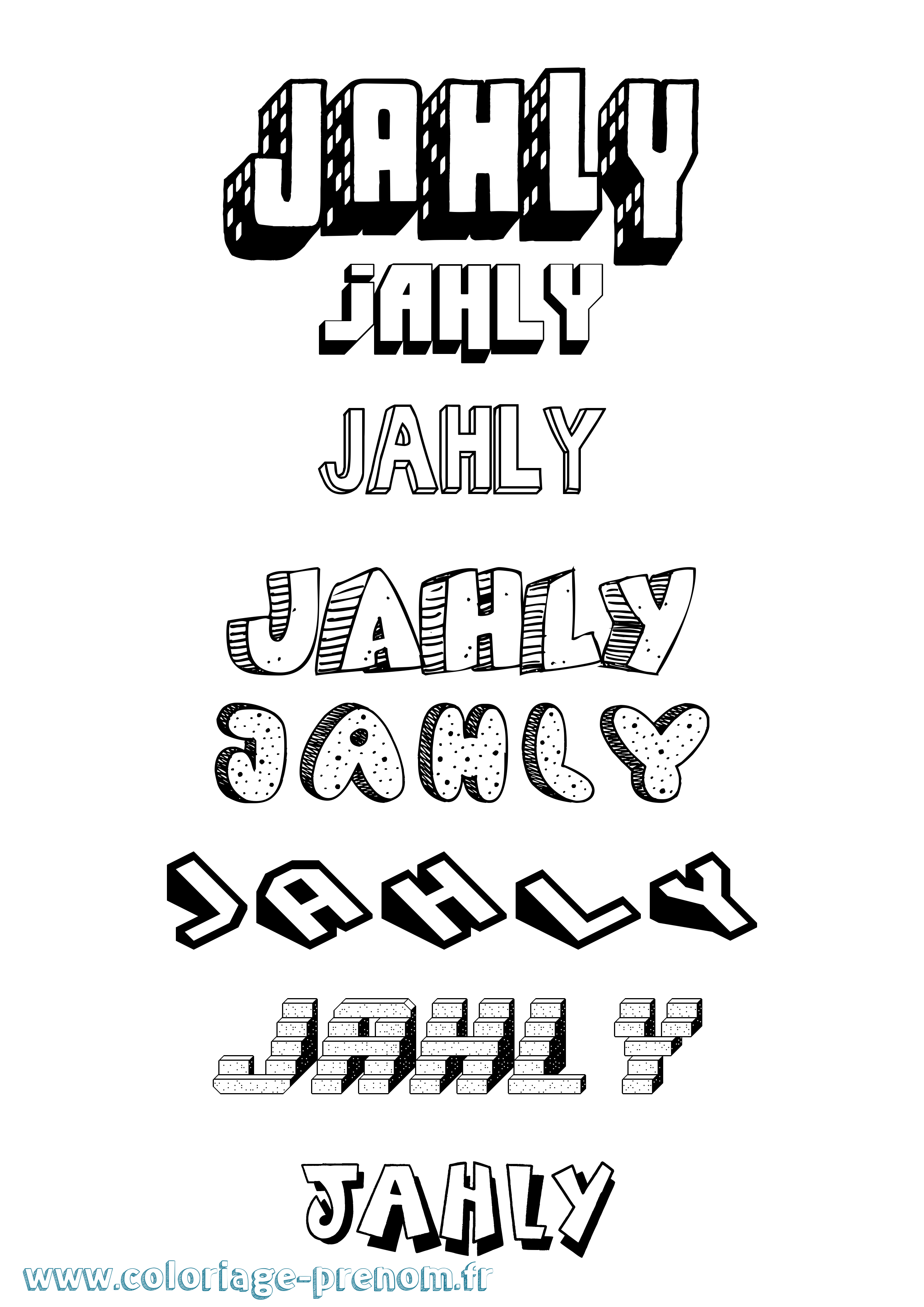 Coloriage Jahly Effet 3D Coloriage prénom Jahly Effet 3D
