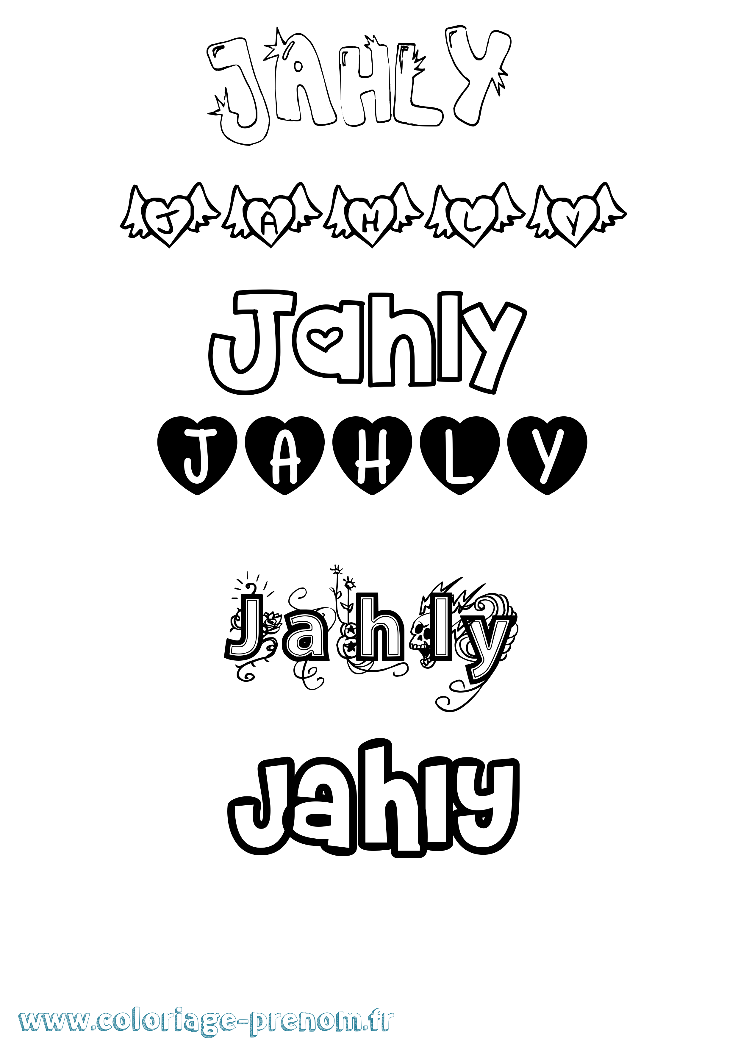 Coloriage Jahly Girly Coloriage prénom Jahly Girly