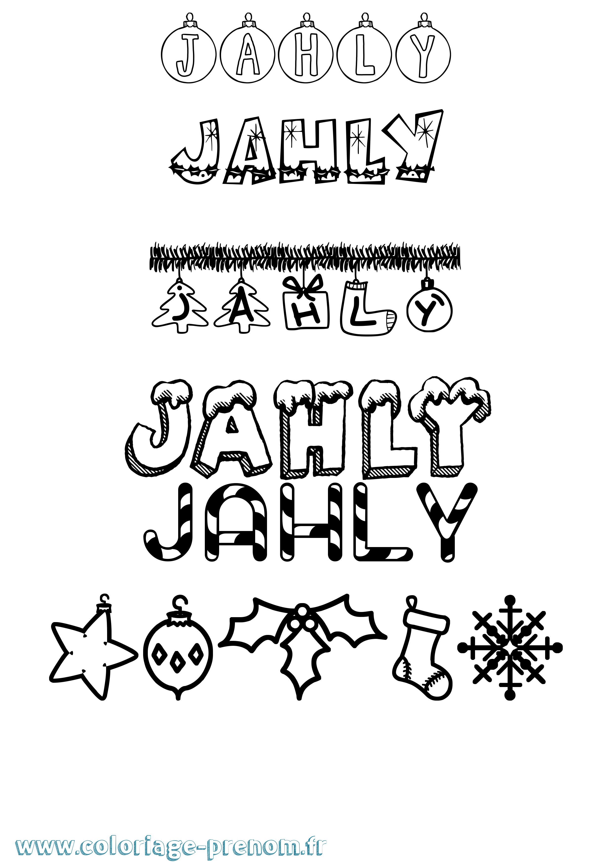 Coloriage Jahly Noël Coloriage prénom Jahly Noël