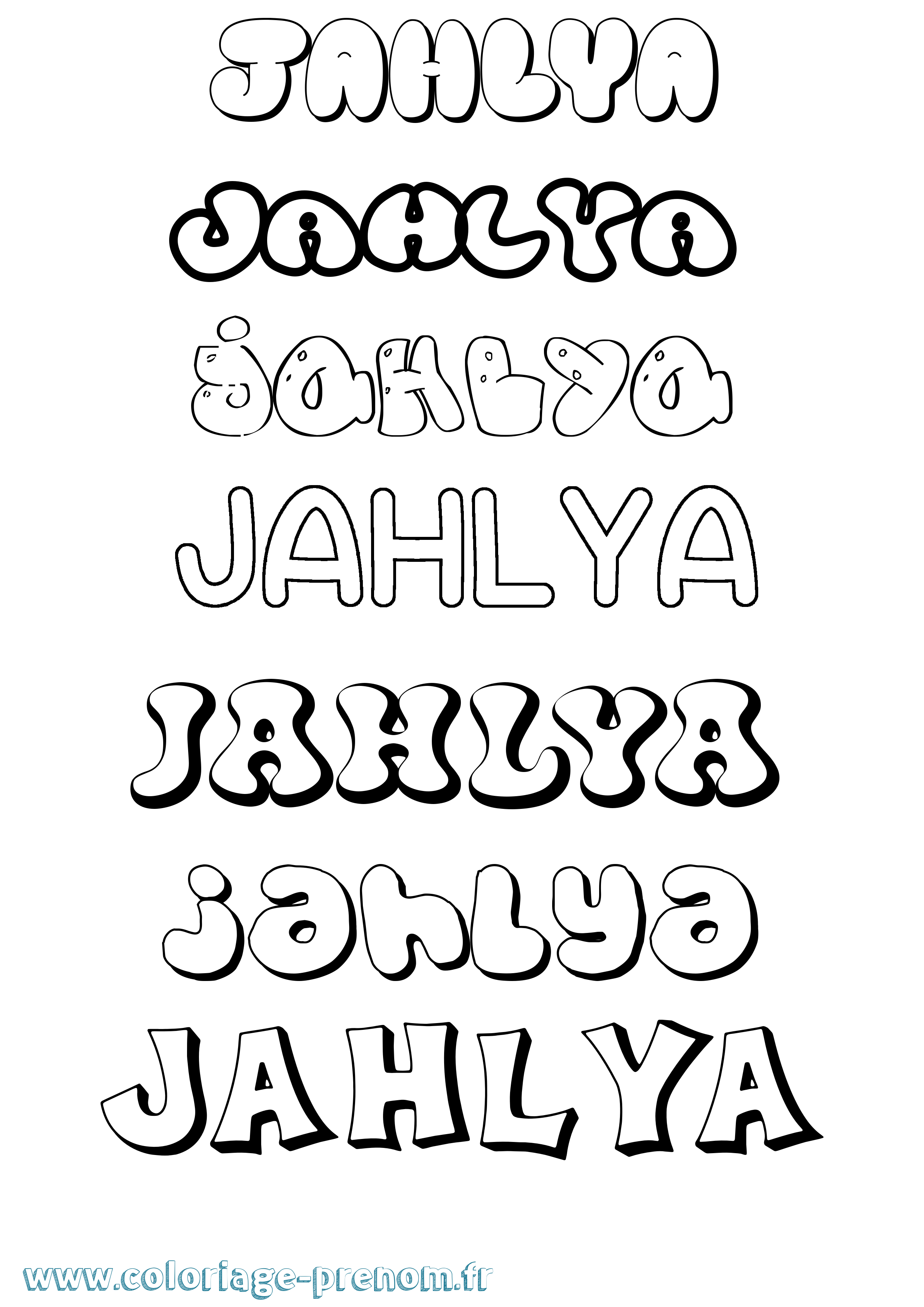 Coloriage Jahlya Bubble Coloriage prénom Jahlya Bubble
