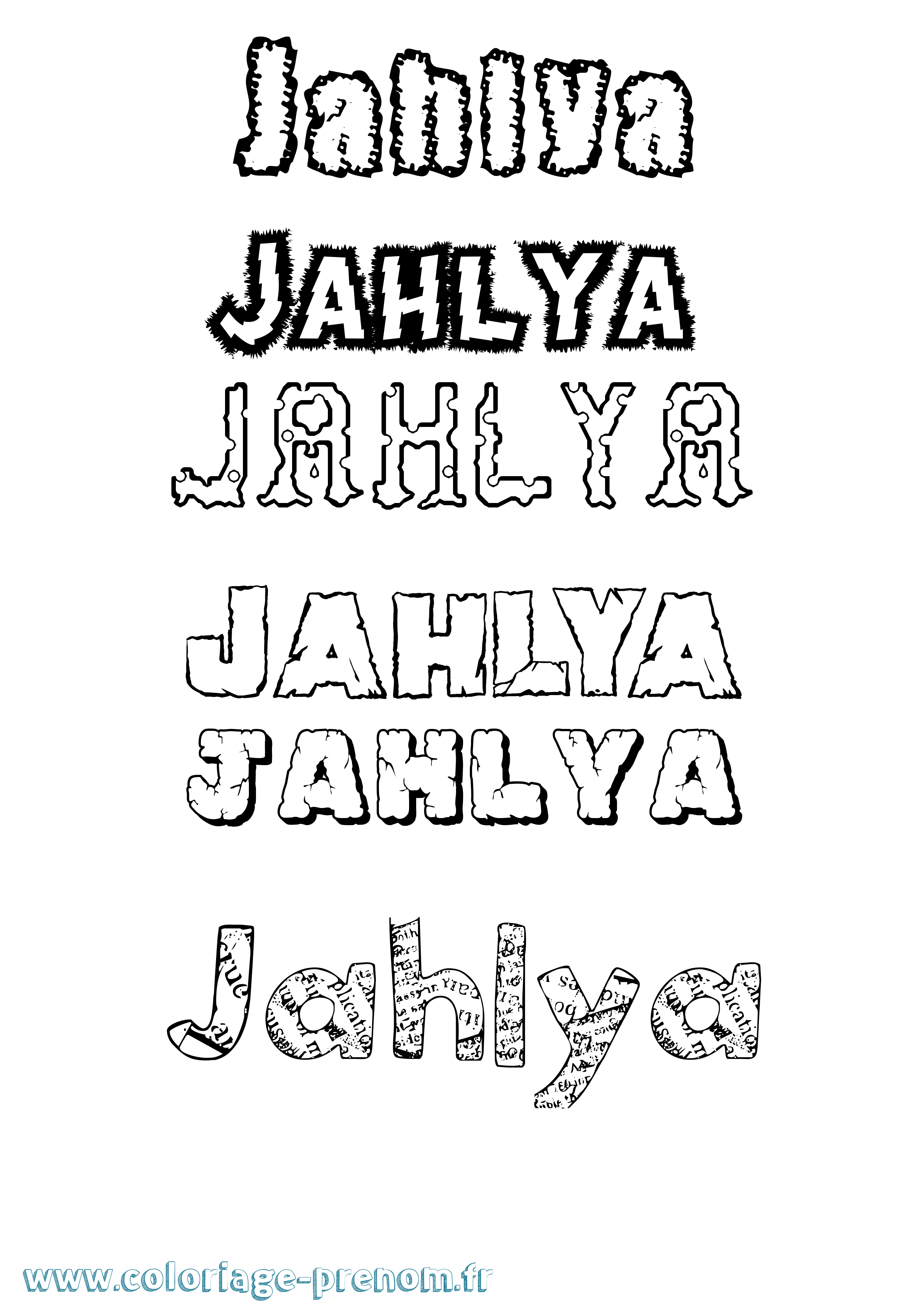 Coloriage Jahlya Destructuré Coloriage prénom Jahlya Destructuré