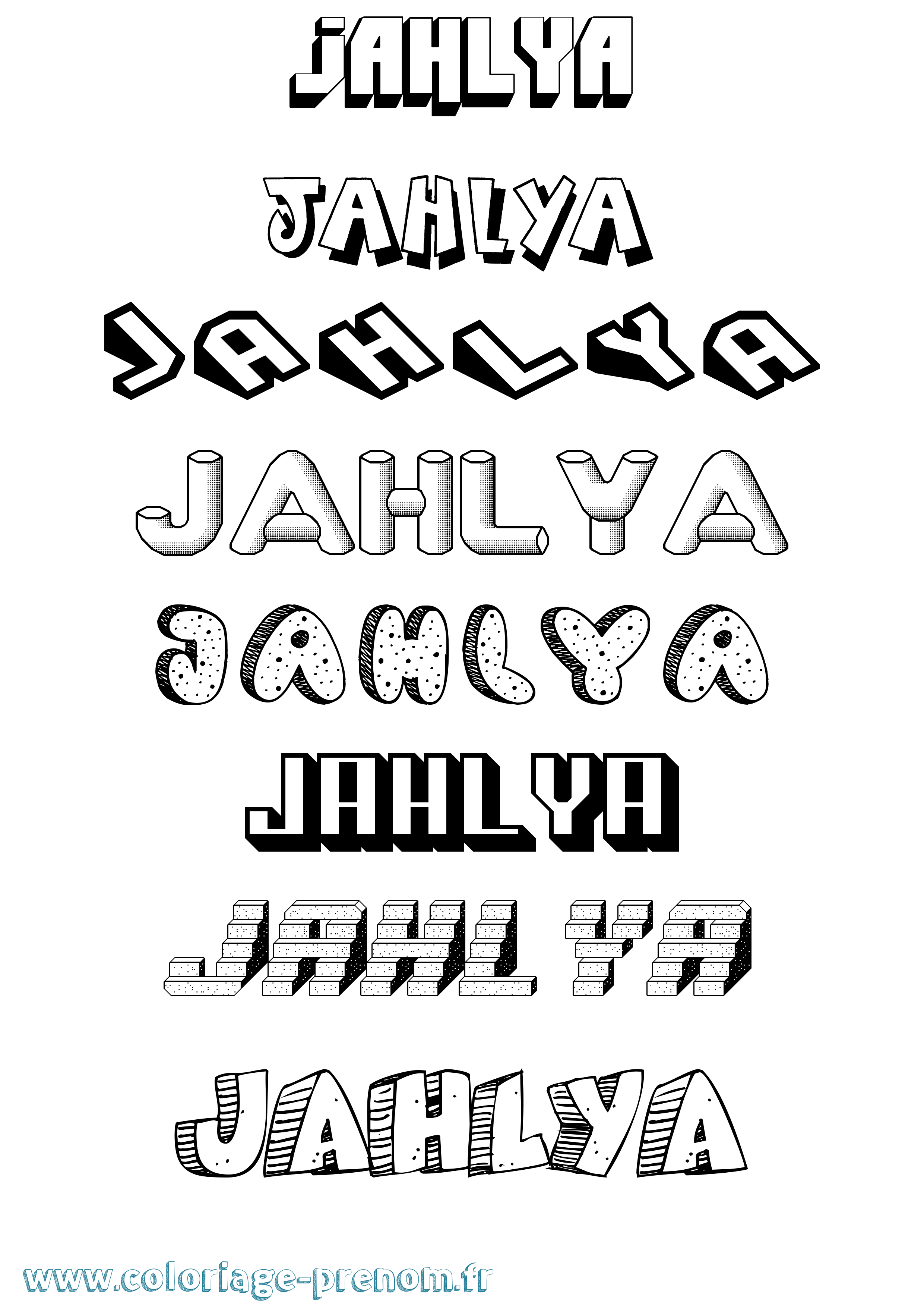 Coloriage Jahlya Effet 3D Coloriage prénom Jahlya Effet 3D