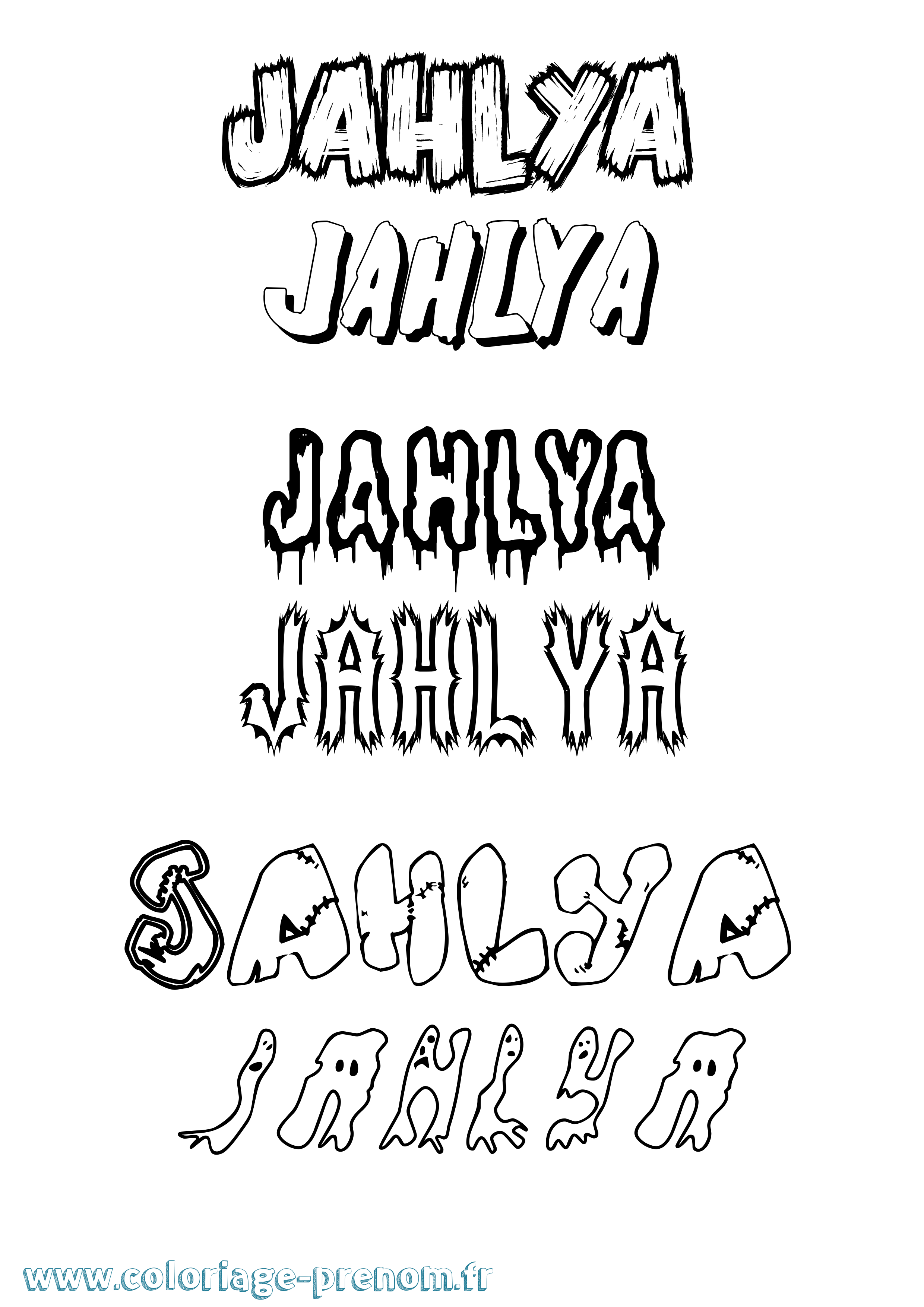 Coloriage Jahlya Frisson Coloriage prénom Jahlya Frisson