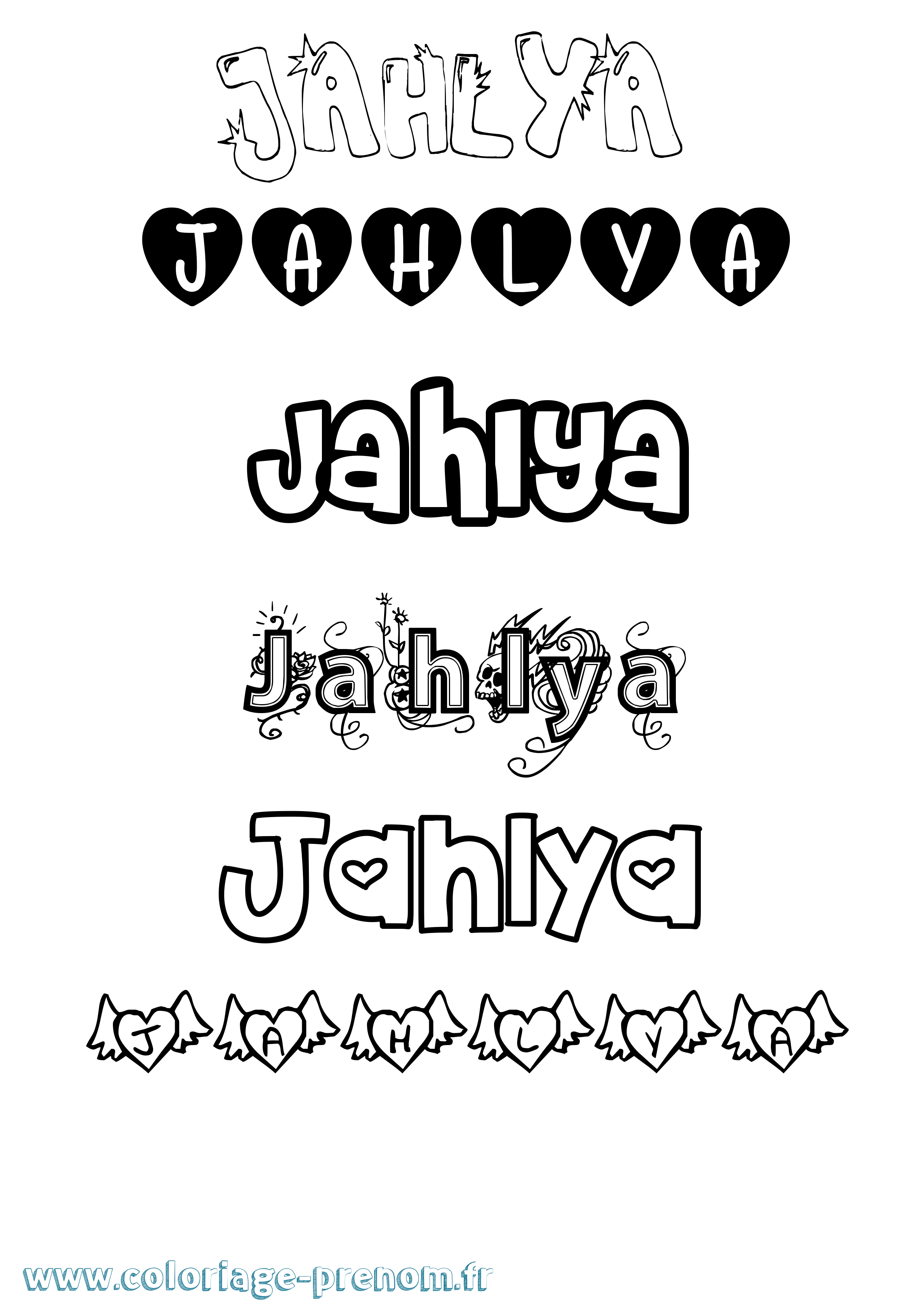 Coloriage Jahlya Girly Coloriage prénom Jahlya Girly