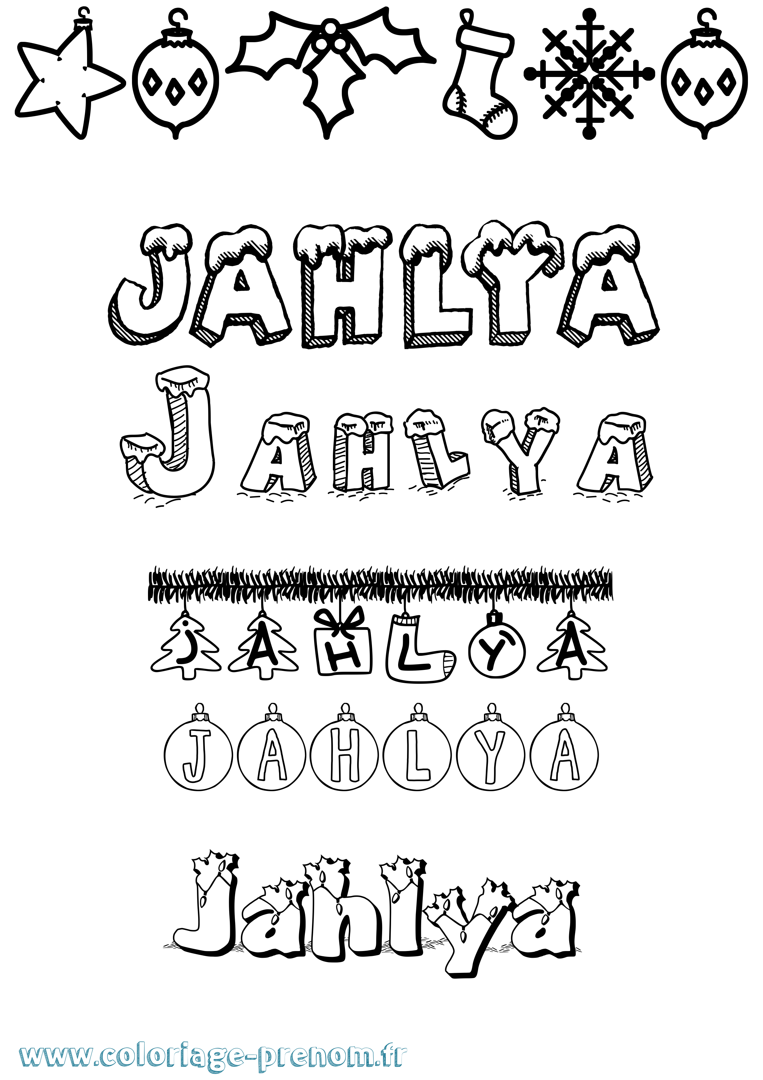 Coloriage Jahlya Noël Coloriage prénom Jahlya Noël