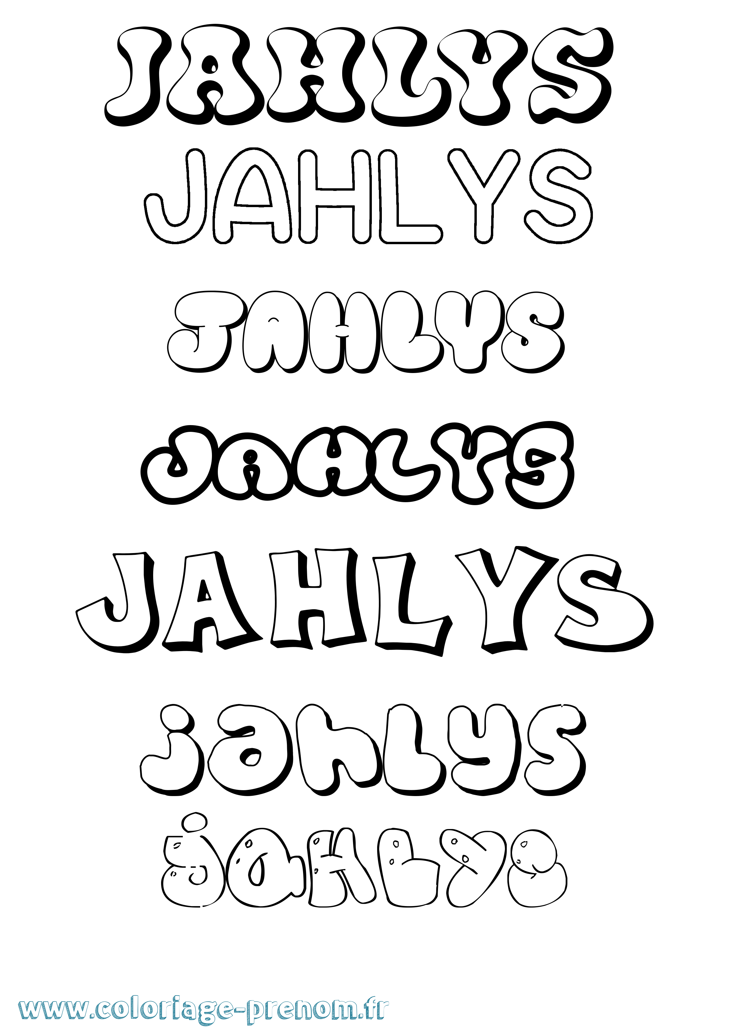 Coloriage Jahlys Bubble Coloriage prénom Jahlys Bubble