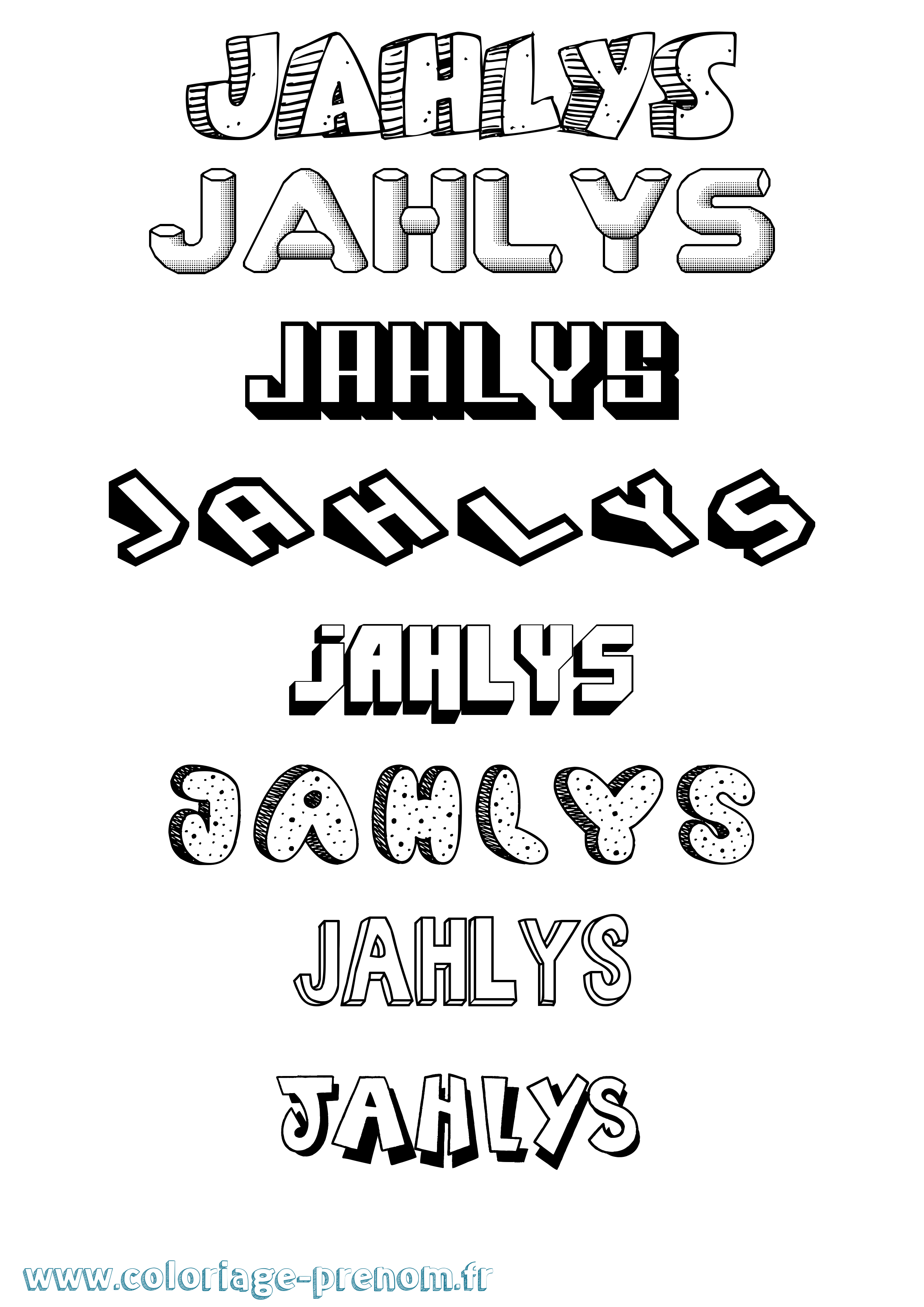 Coloriage Jahlys Effet 3D Coloriage prénom Jahlys Effet 3D