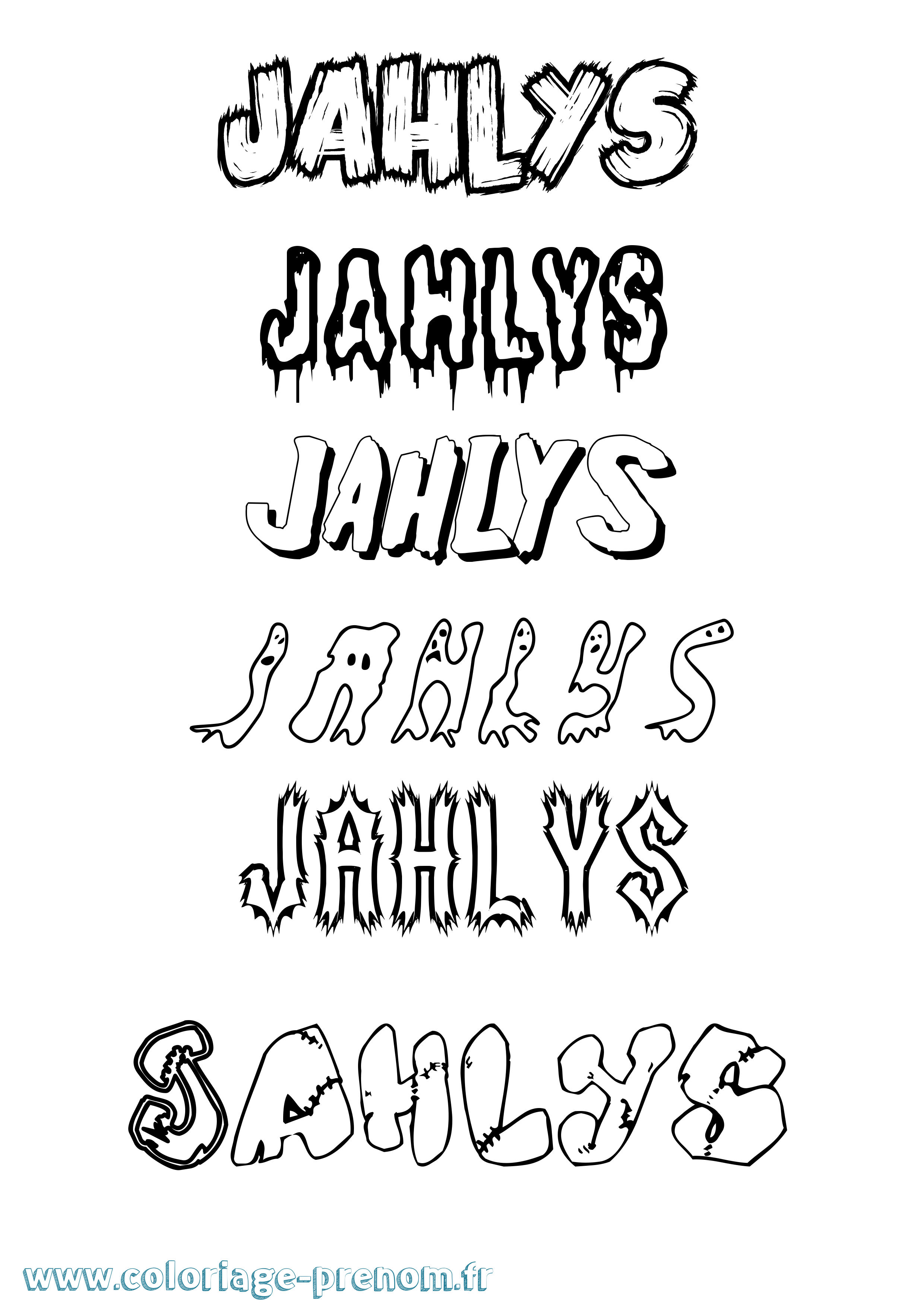 Coloriage Jahlys Frisson Coloriage prénom Jahlys Frisson